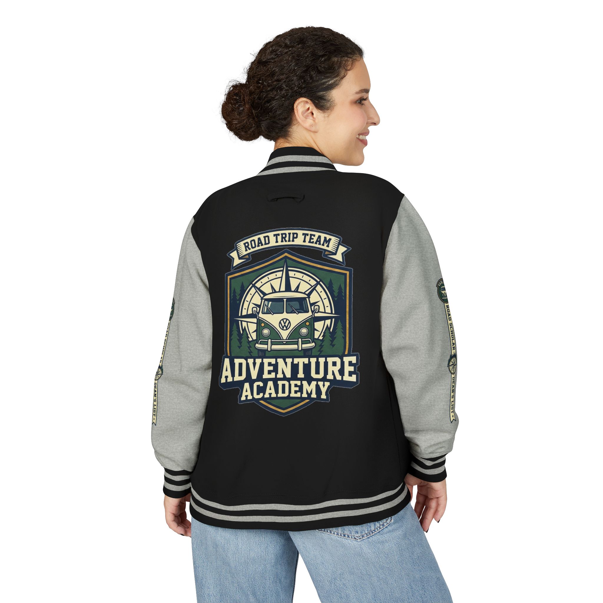 Unisex Heavyweight Letterman Jacket (Awdis) —"Adventure Academy" Road Trip Team Varsity Jacket