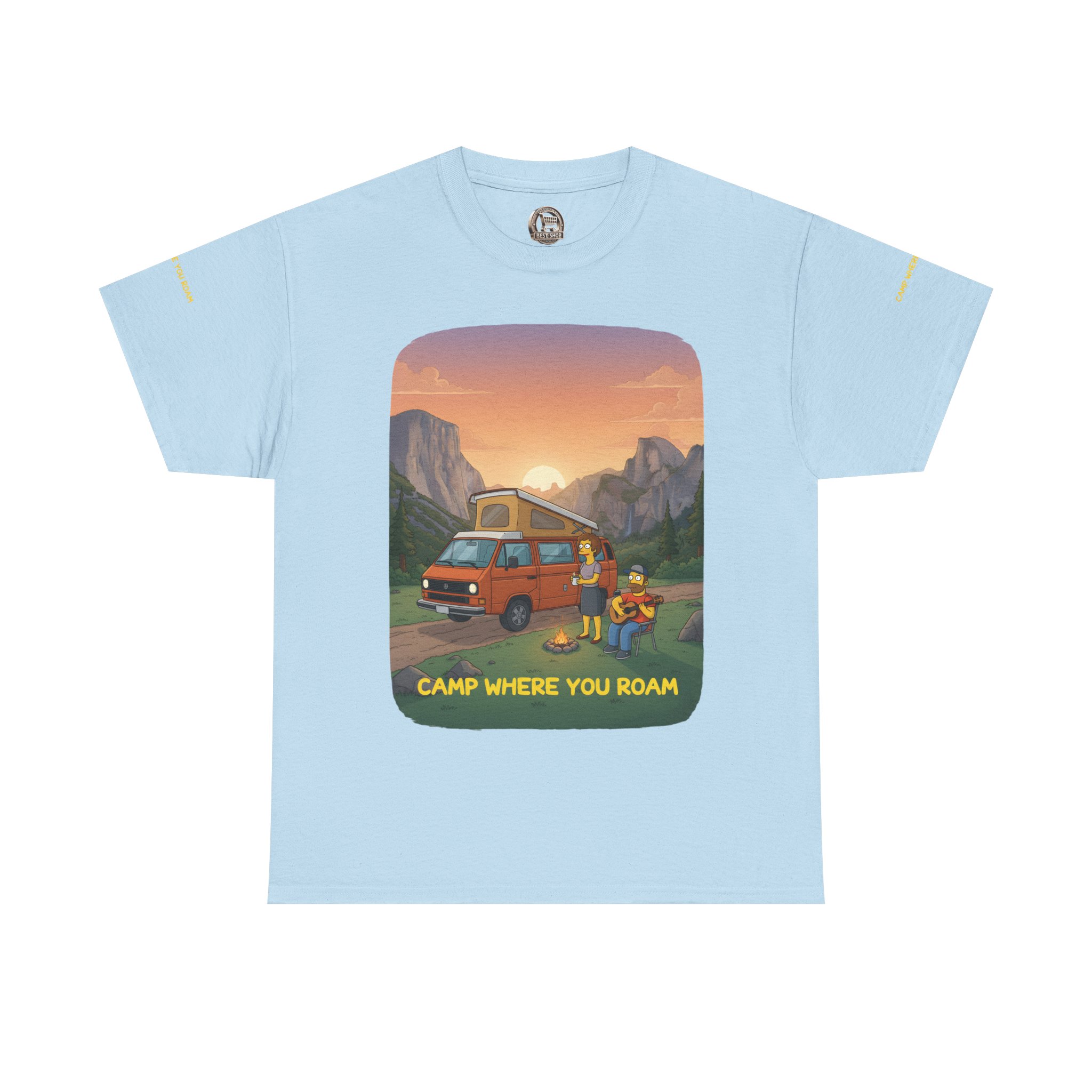 Unisex Heavy Cotton Tee — "Camp Where You Roam" Design Sitcom-Line