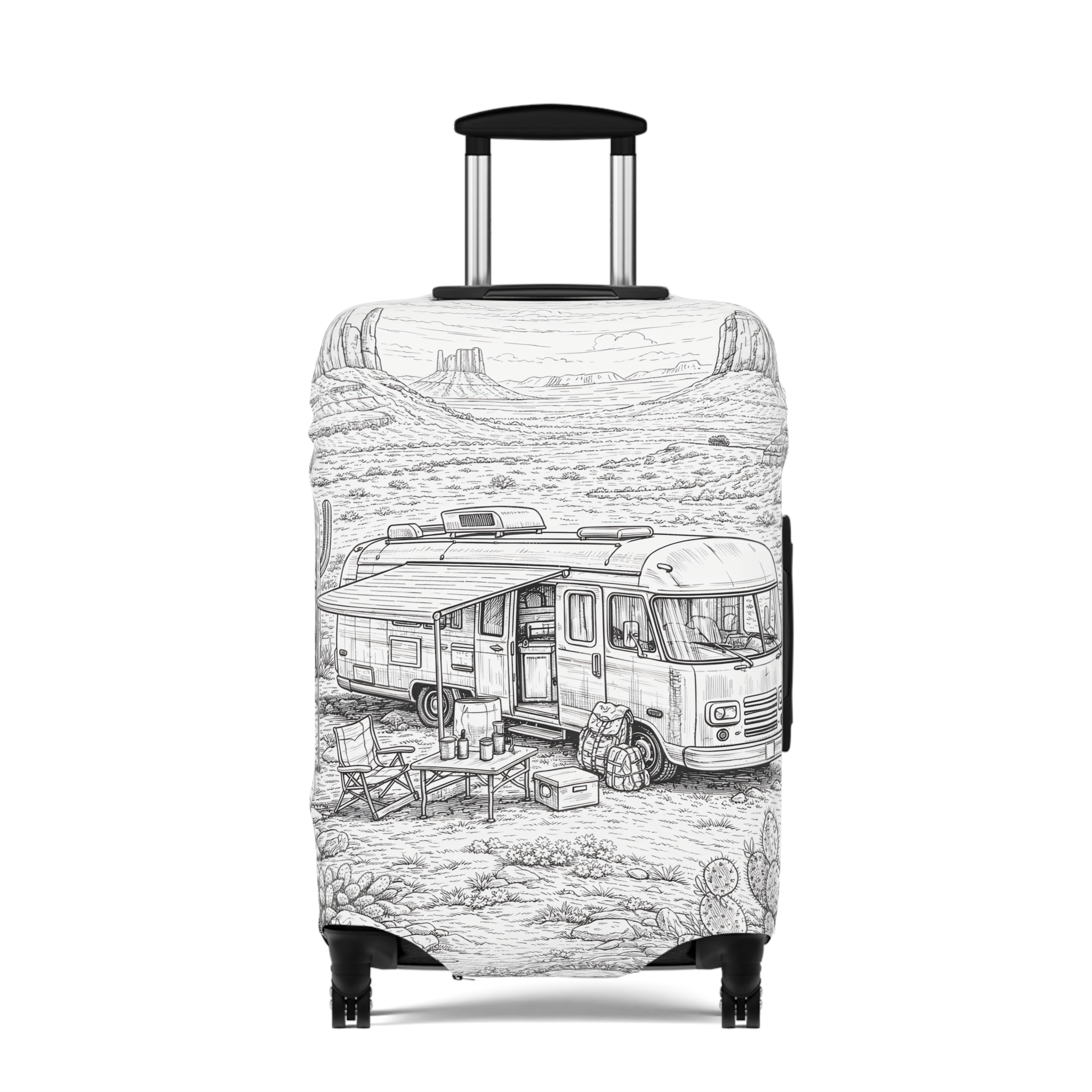675851000434887083_2048.jpeg Luggage Cover — Adventure Camper Sketch Travel Suitcase