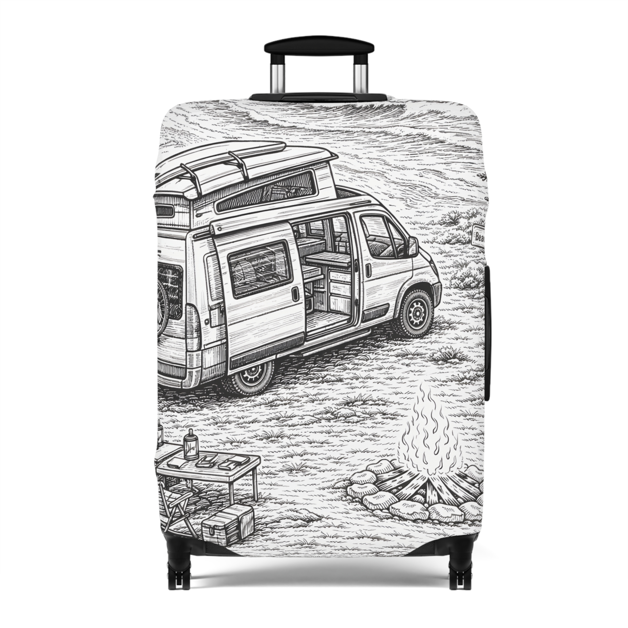 Luggage Cover — Adventure Camper Sketch Travel Suitcase
