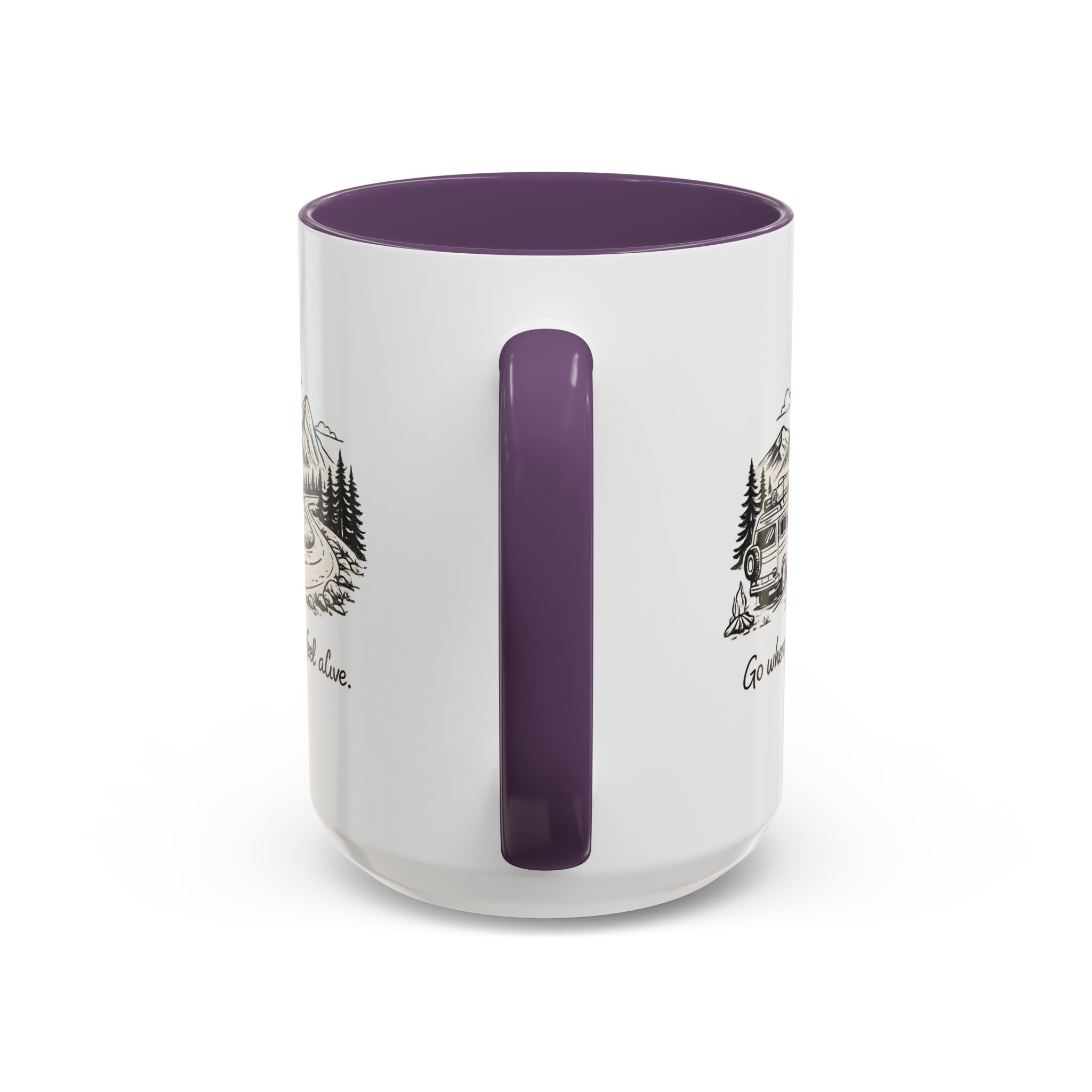 Accent Coffee Mug (11, 15oz) — "Go Where You Feel Alive" Design Minimal-Line