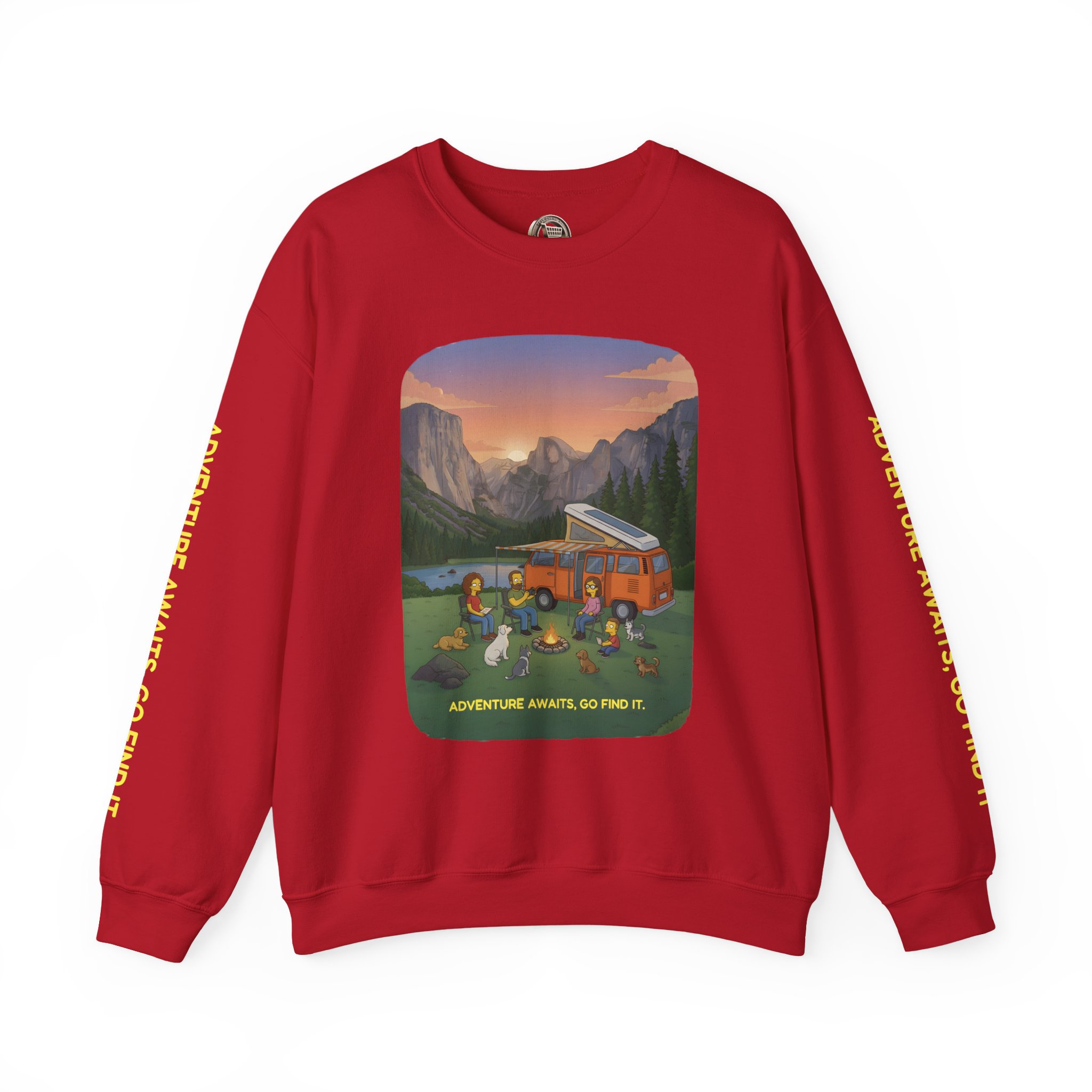 Unisex Heavy Blend™ Crewneck Sweatshirt — "Adventure Awaits-Go Find It"" Design Sitcom-Line