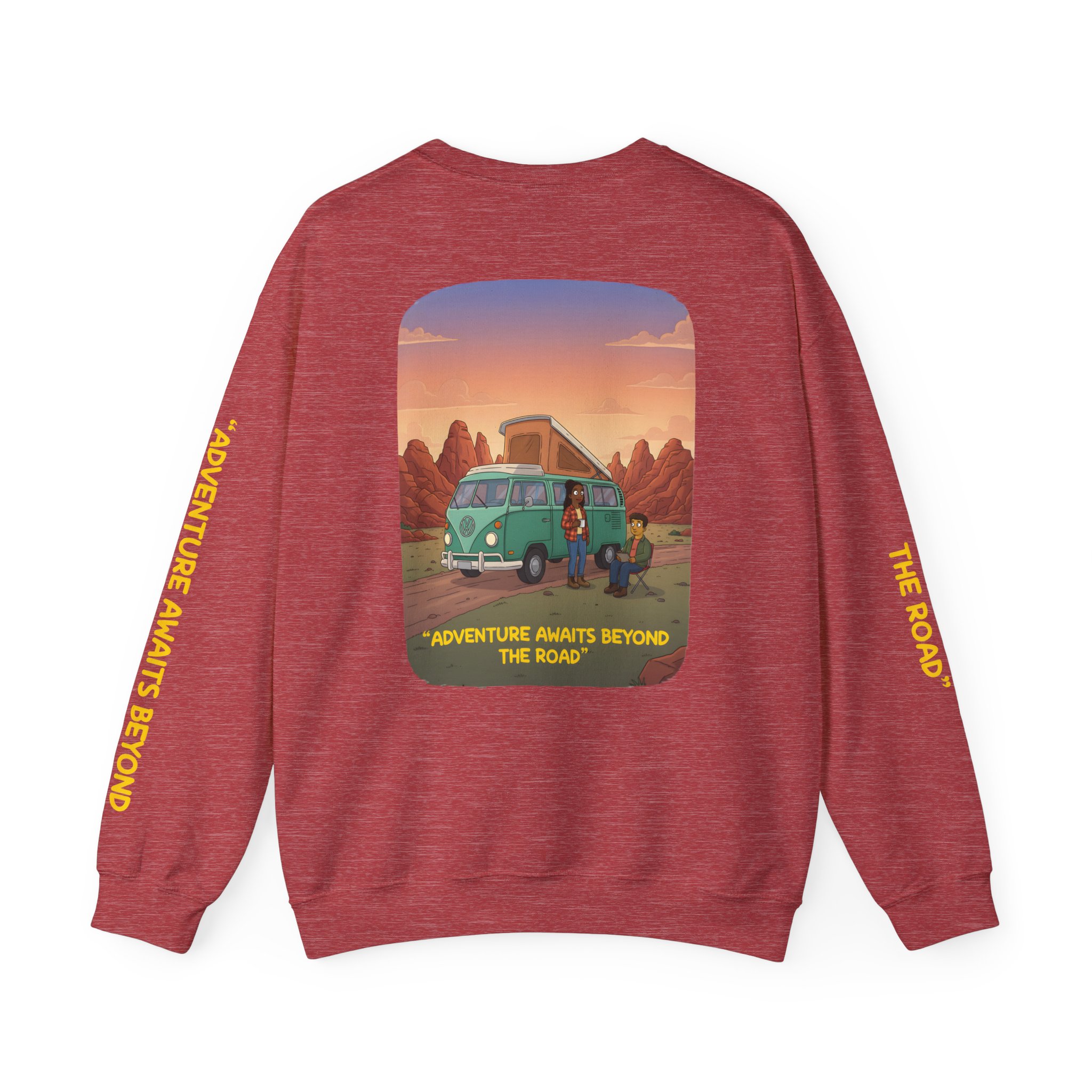 6768659691203409123_2048.jpeg Unisex Heavy Blend™ Crewneck Sweatshirt — "Adventure Awaits Beyond The Road" Design Sitcom-Line