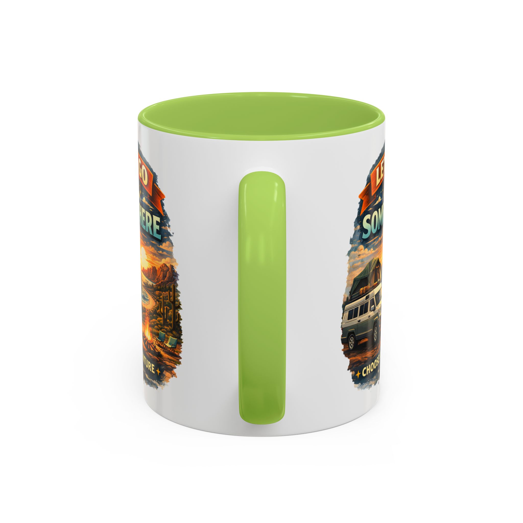 Accent Coffee Mug (11, 15oz) — "Lets Go Somewhere" Design Scenic-Line