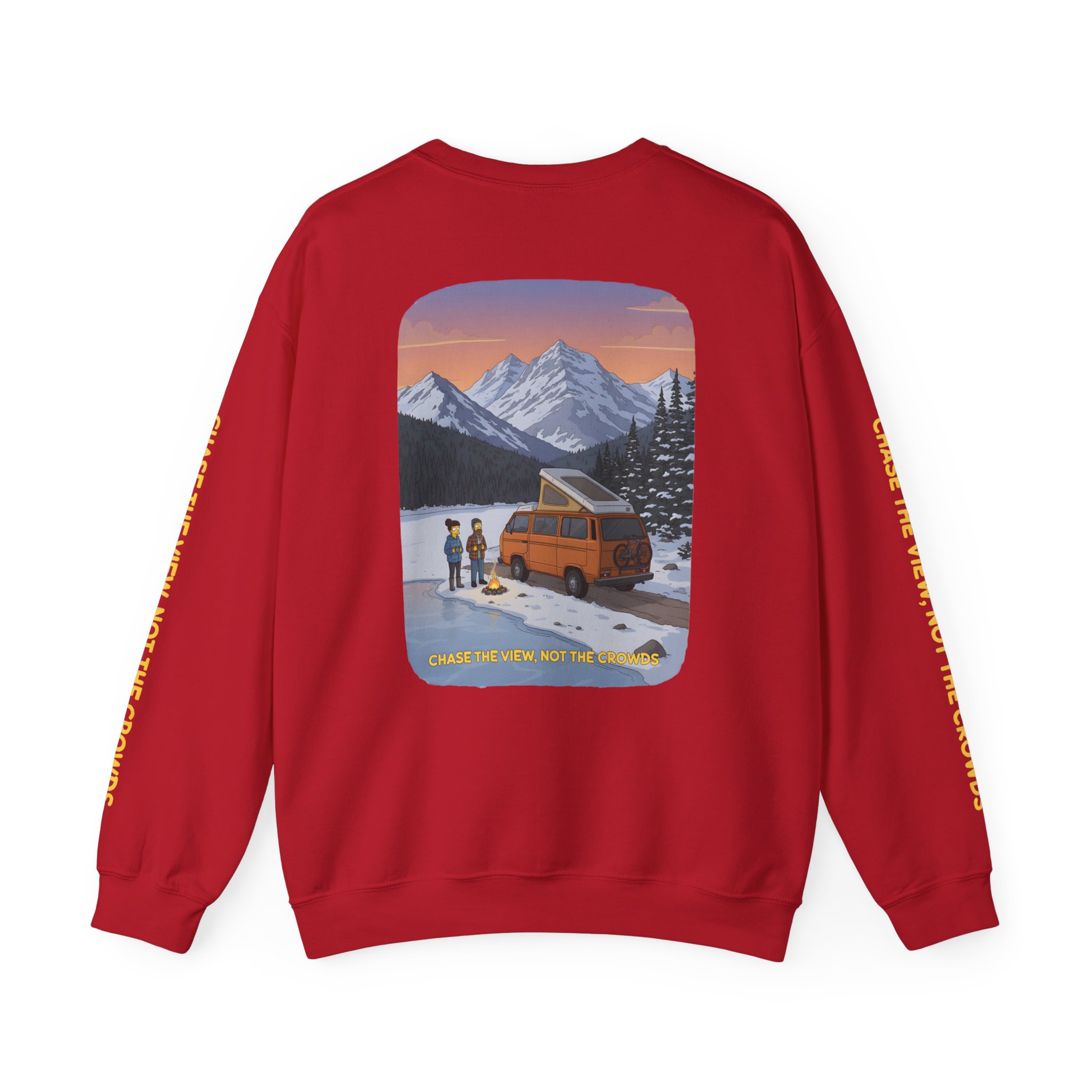 Unisex Heavy Blend™ Crewneck Sweatshirt — "Chase The Views-Not The Crowds"" Design Sitcom-Line