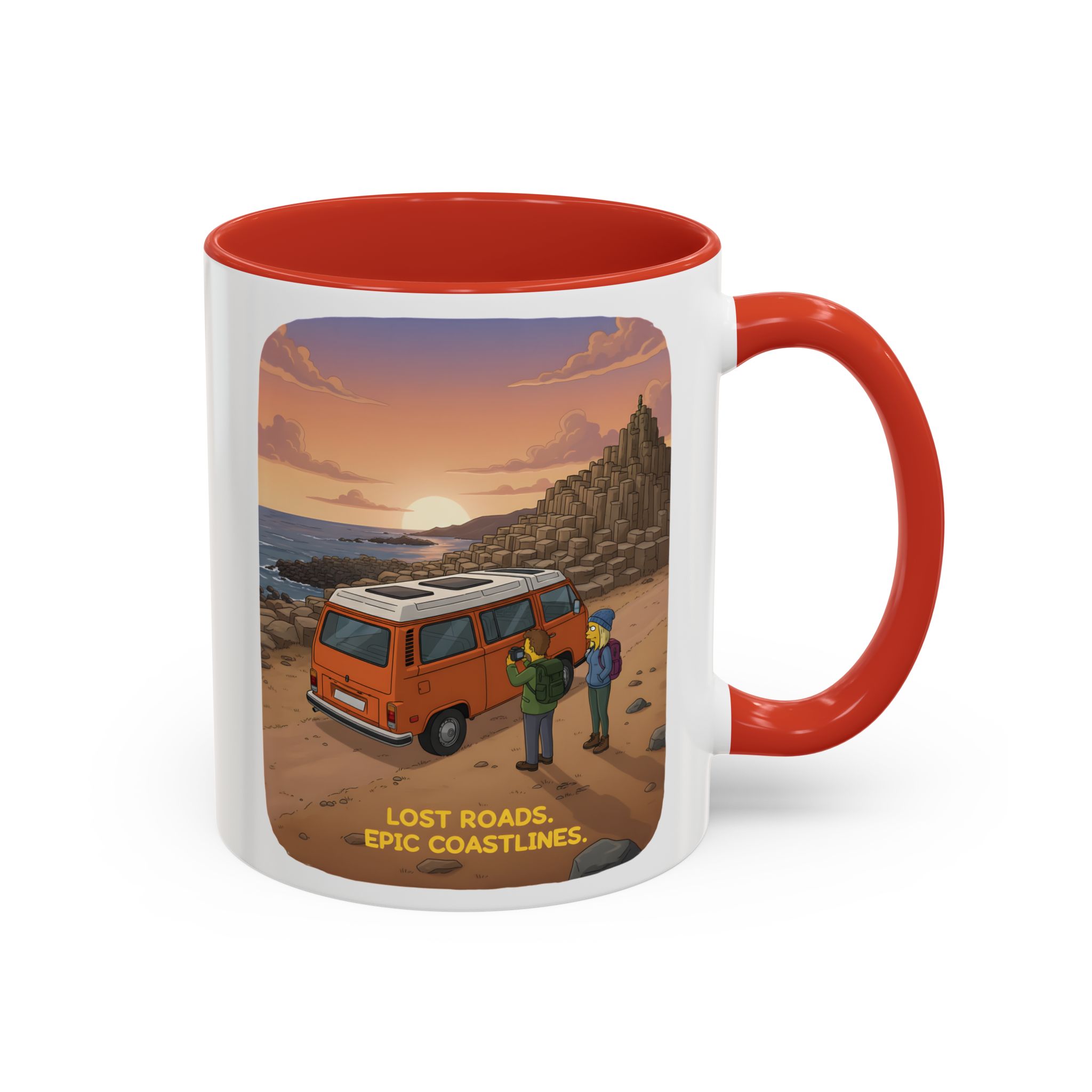 Accent Coffee Mug (11, 15oz) — "Lost Roads Epic Coastlines" Design Sitcom-Line