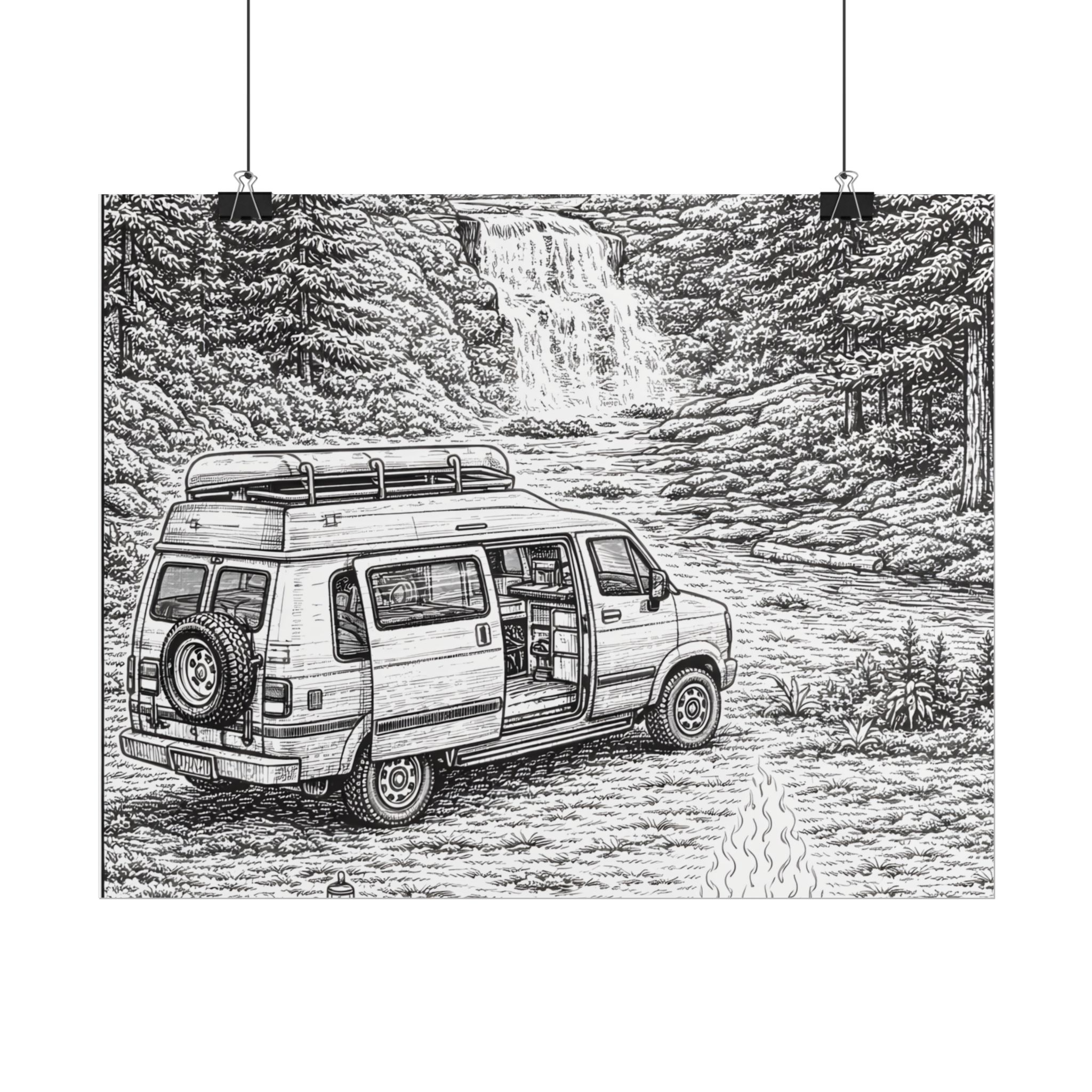 Campervan Poster — Vintage RV Camping Landscape Wall Art