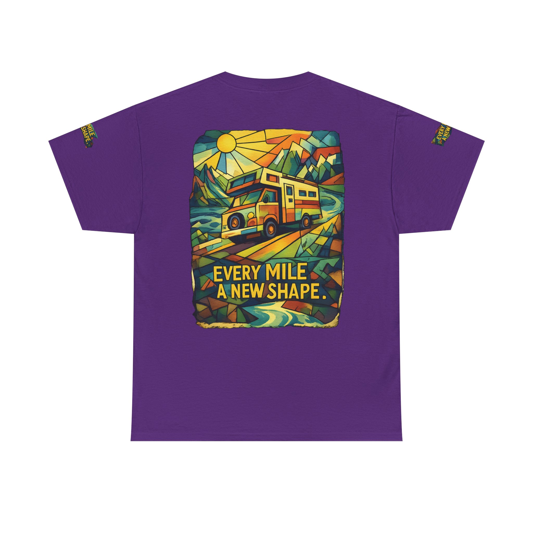 Unisex Heavy Cotton Tee — "Every Mile A New Shape" Design Cubic-Line