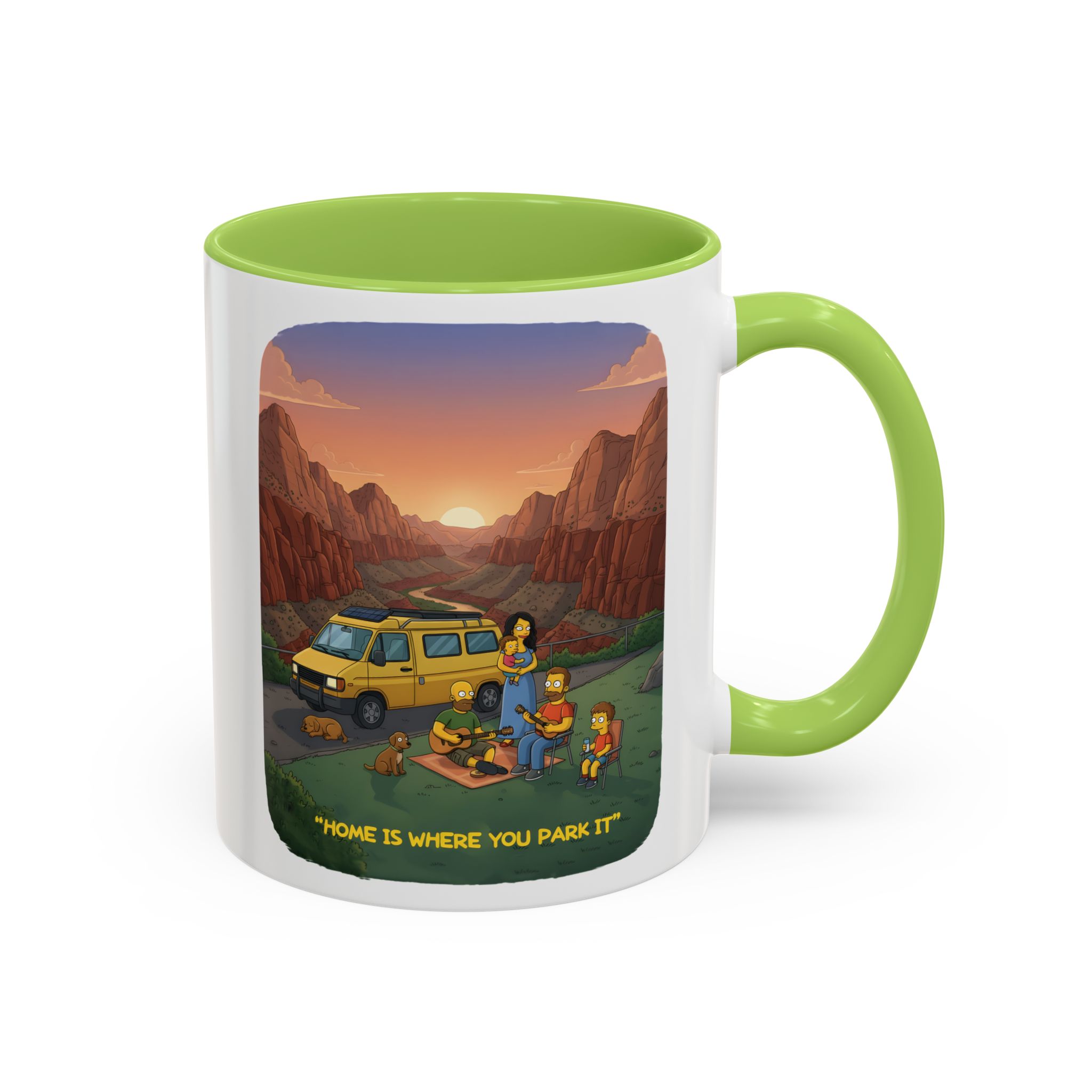 Accent Coffee Mug (11, 15oz) — "Home Is Where You Park It" Design Sitcom-Line