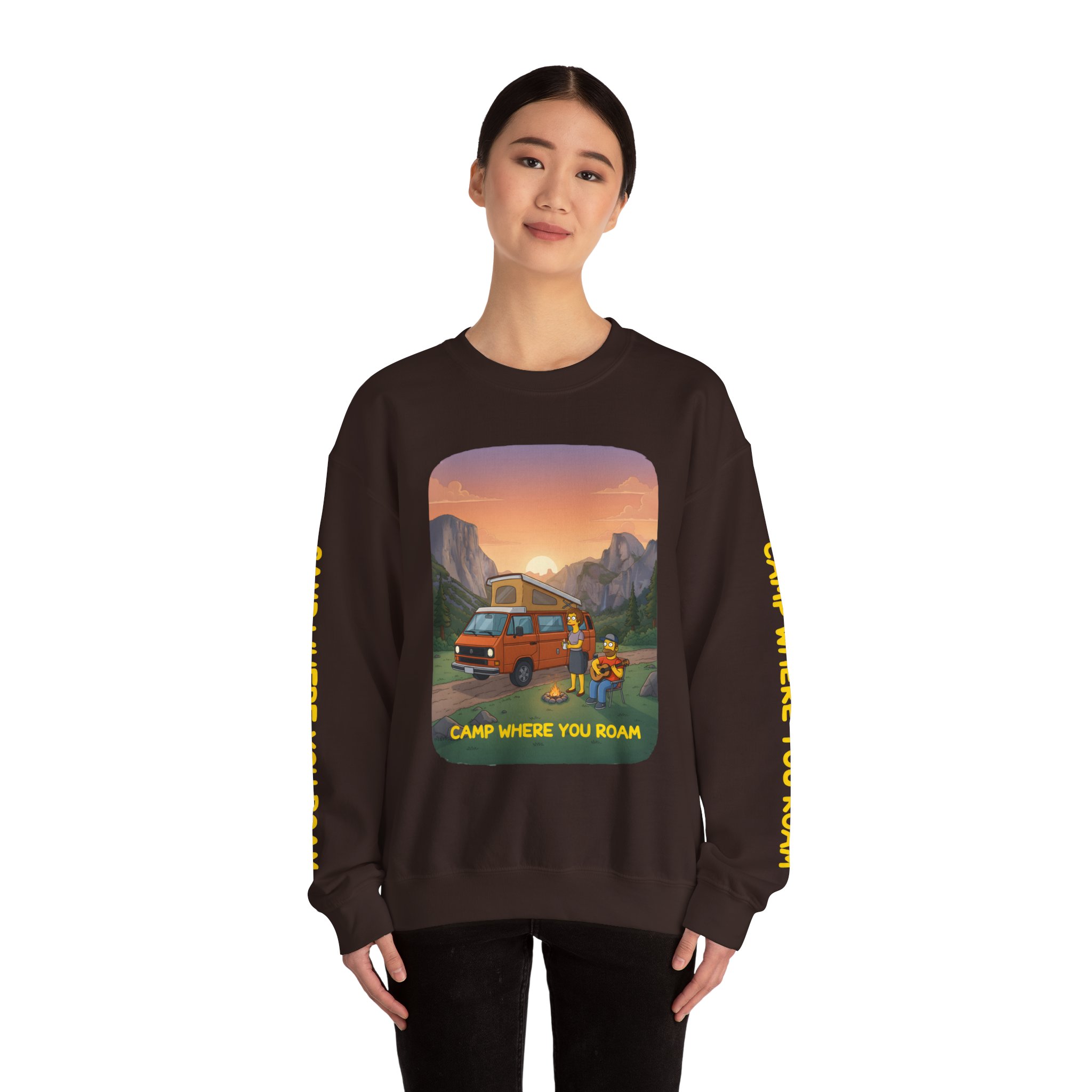 Unisex Heavy Blend™ Crewneck Sweatshirt — "Camp Where You Roam" Design Sitcom-Line
