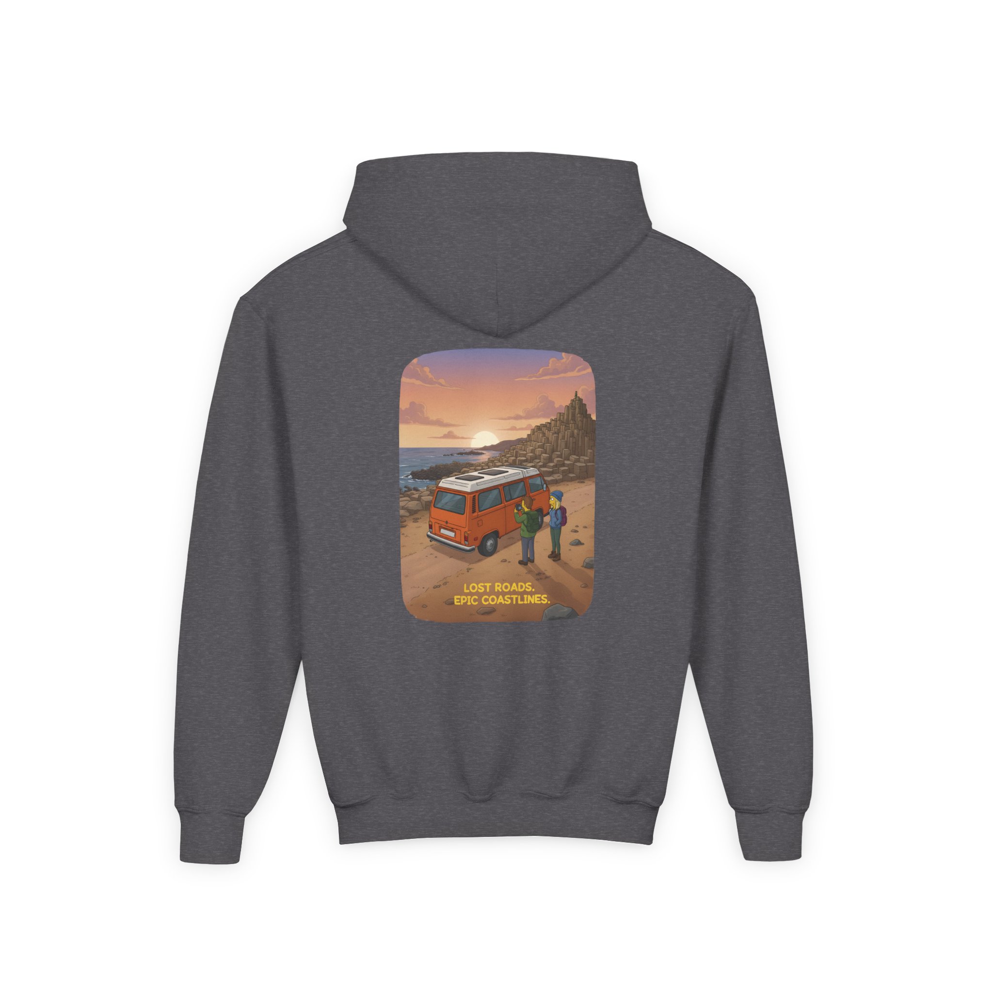 Youth Hoodie(Gildan) – "Lost Roads Epic Coastlines" (Design Sitcom-Line)