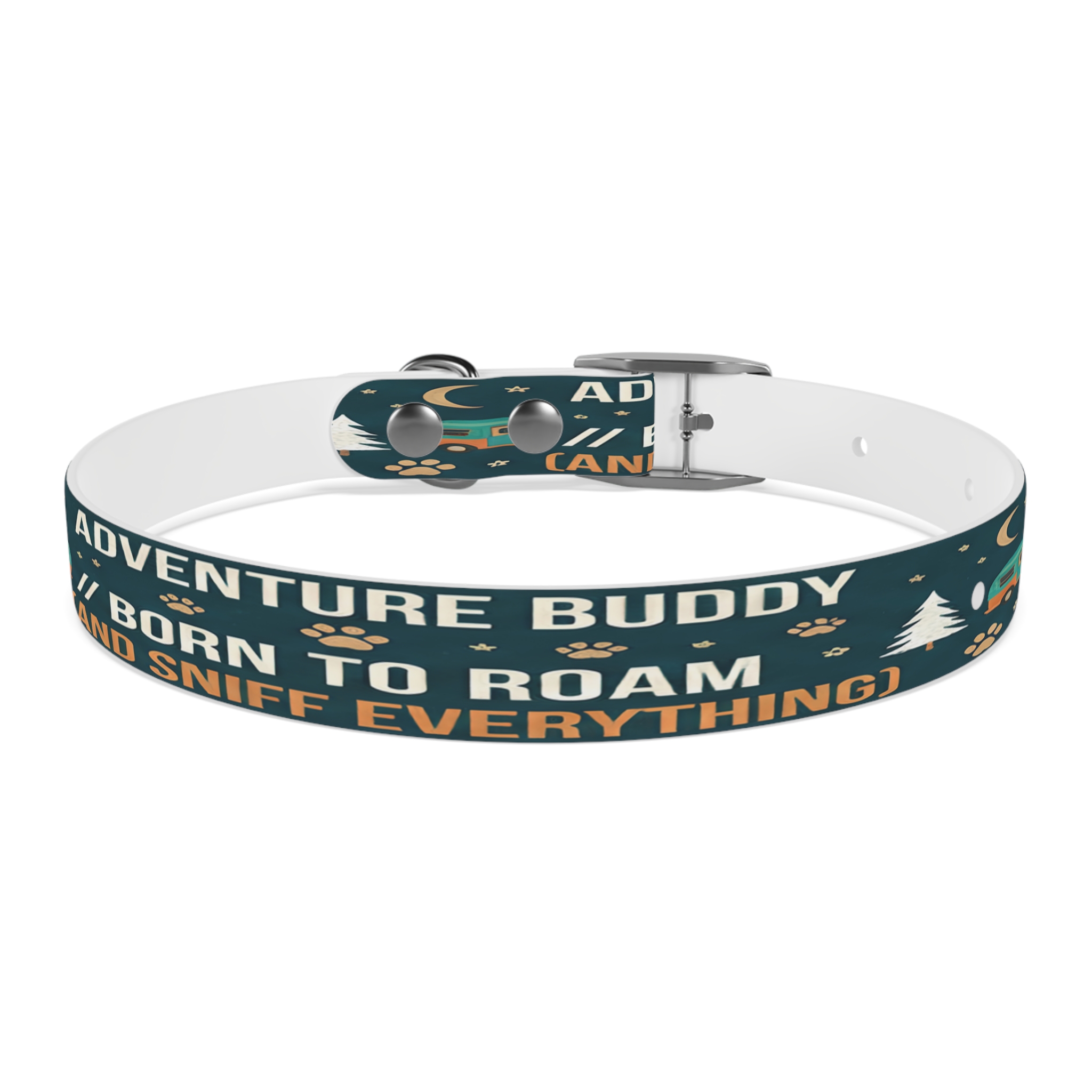 6811869192693912502_4096.jpeg Dog Collar — 'Born to Roam (and Sniff Everything)' Outdoor Pet Collar
