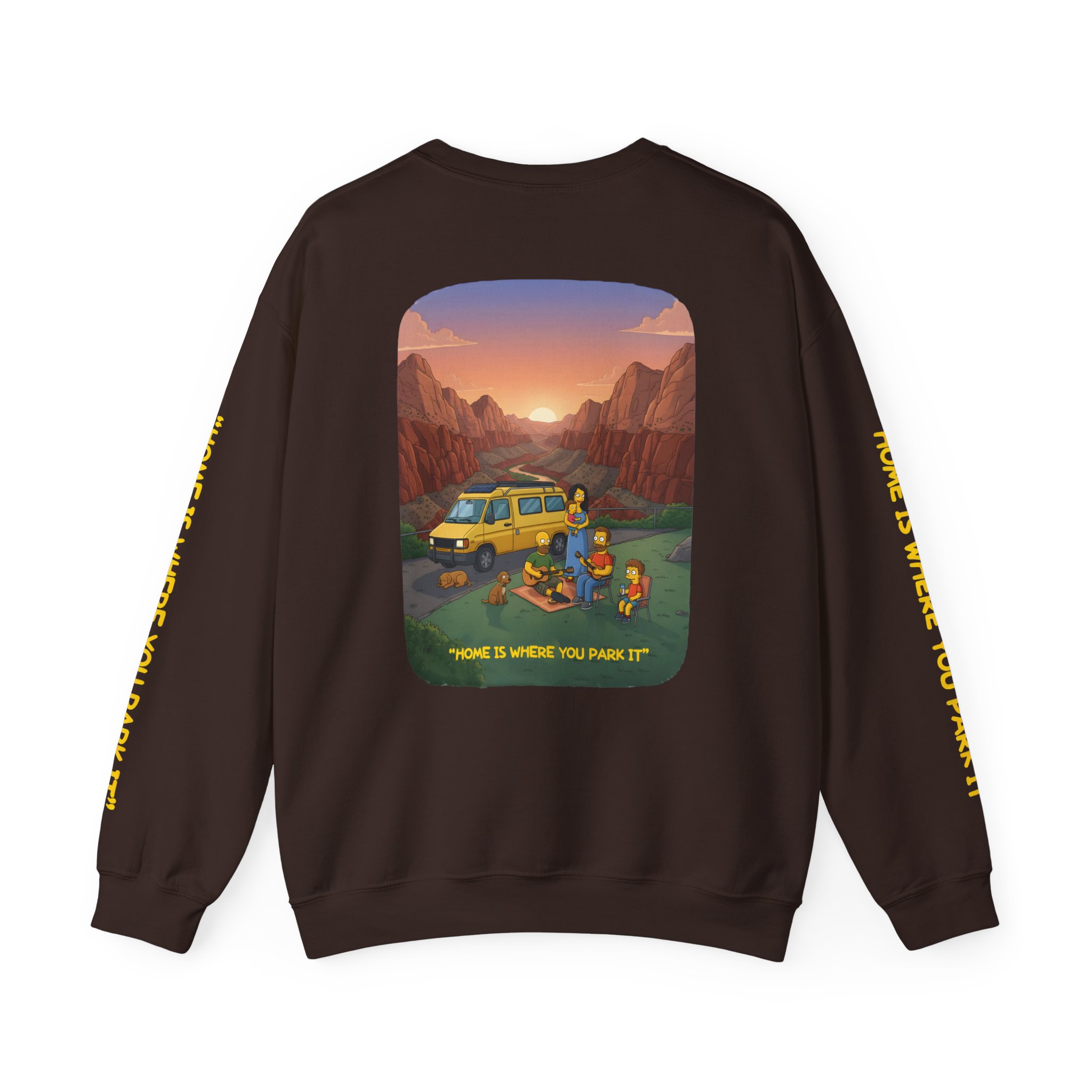 Unisex Heavy Blend™ Crewneck Sweatshirt — "Home Is Where You Park It" Design Sitcom-Line