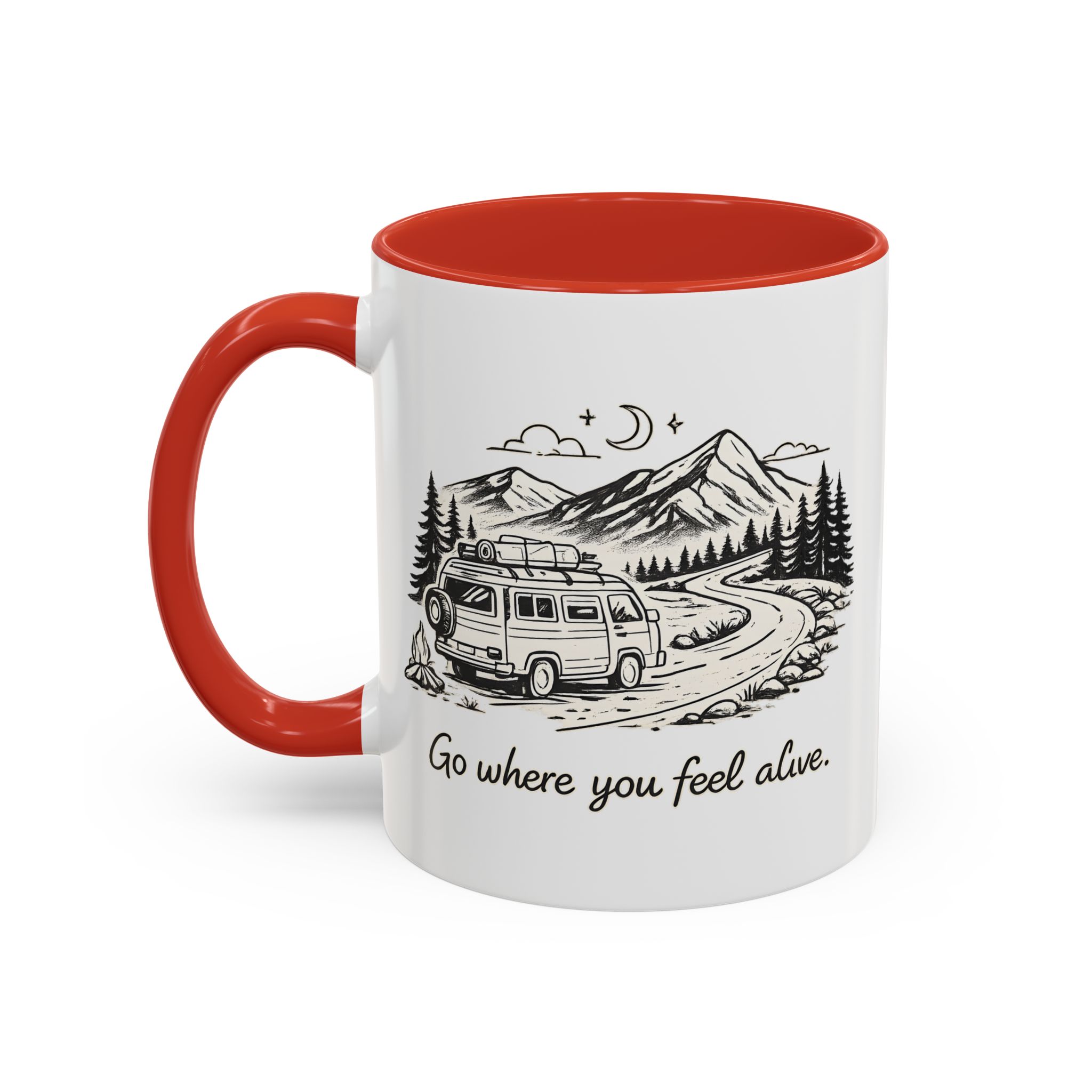 Accent Coffee Mug (11, 15oz) — "Go Where You Feel Alive" Design Minimal-Line