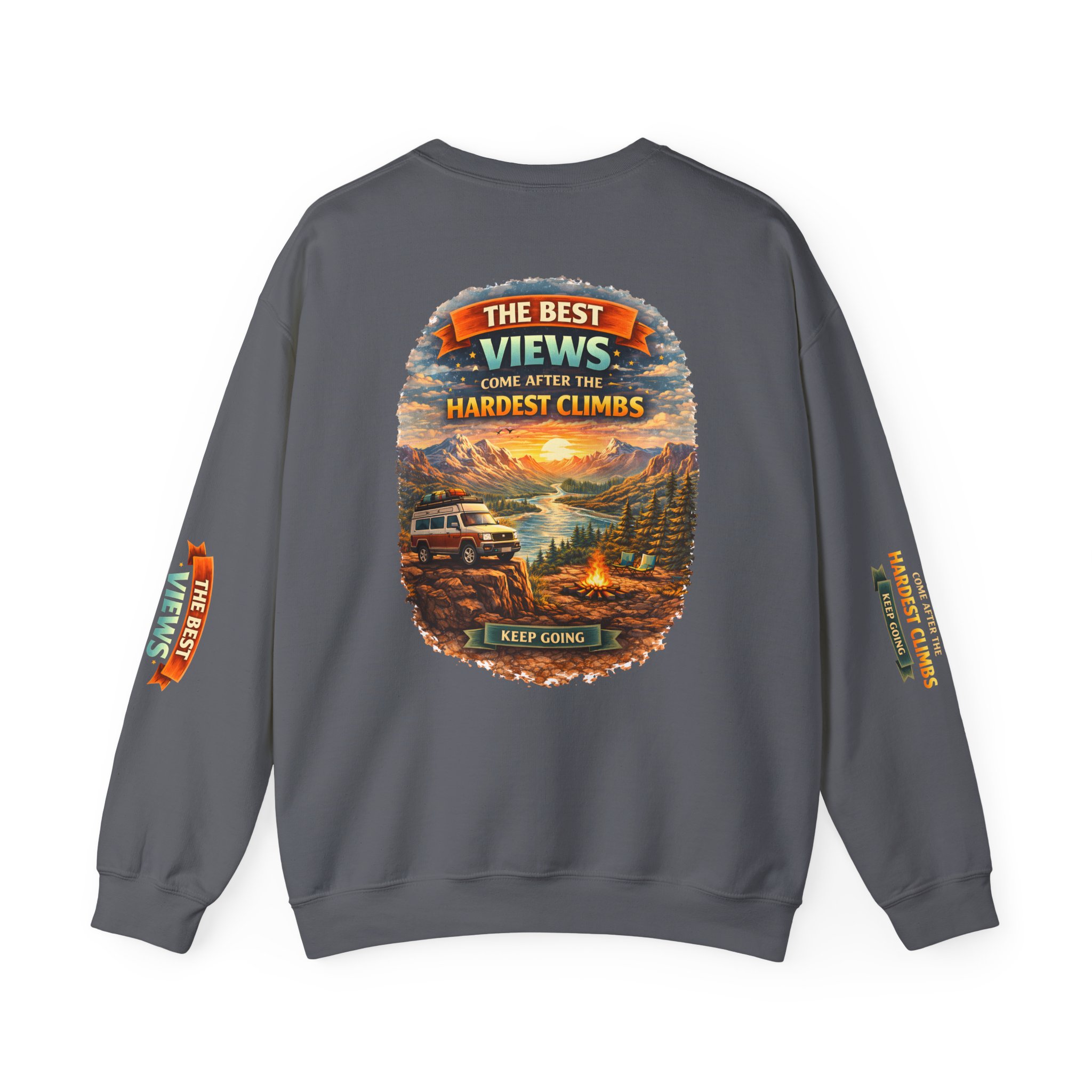 Unisex Heavy Blend™ Crewneck Sweatshirt — "The Best Views" Design Scenic-Line