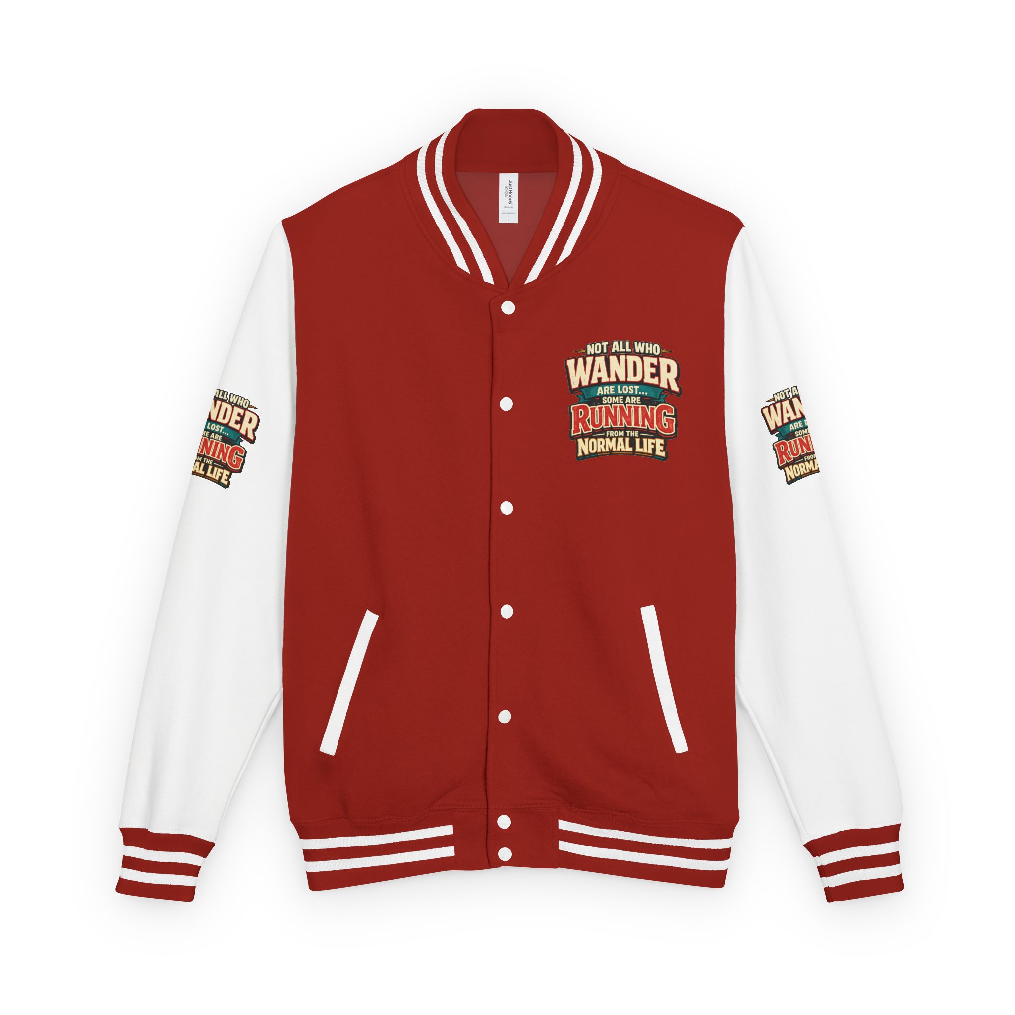 6819939233784836708_2048-1.jpeg Unisex Heavyweight Letterman Jacket — "Not All Who Wander Are Lost" Design F**K-Line