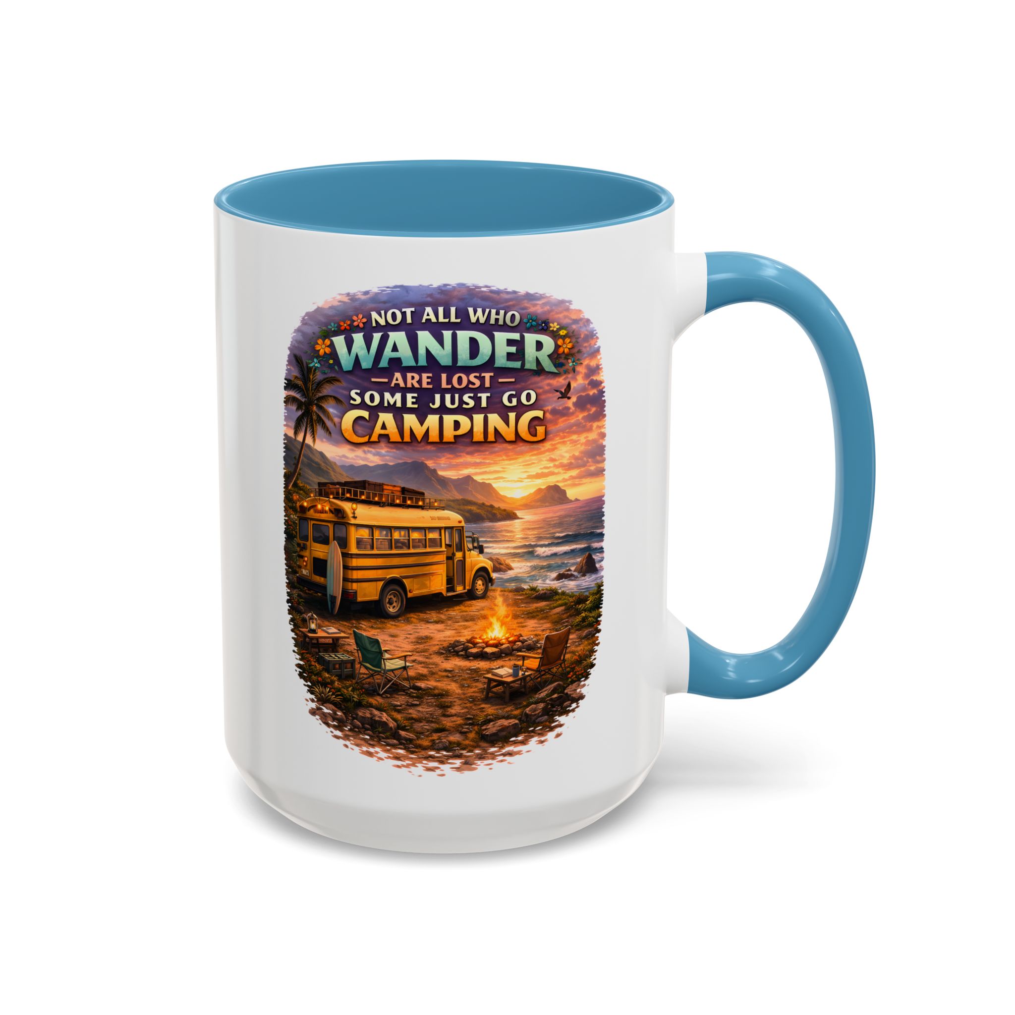 Accent Coffee Mug (11, 15oz) — "Not All Who Wander Are Lost" Design Scenic-Line