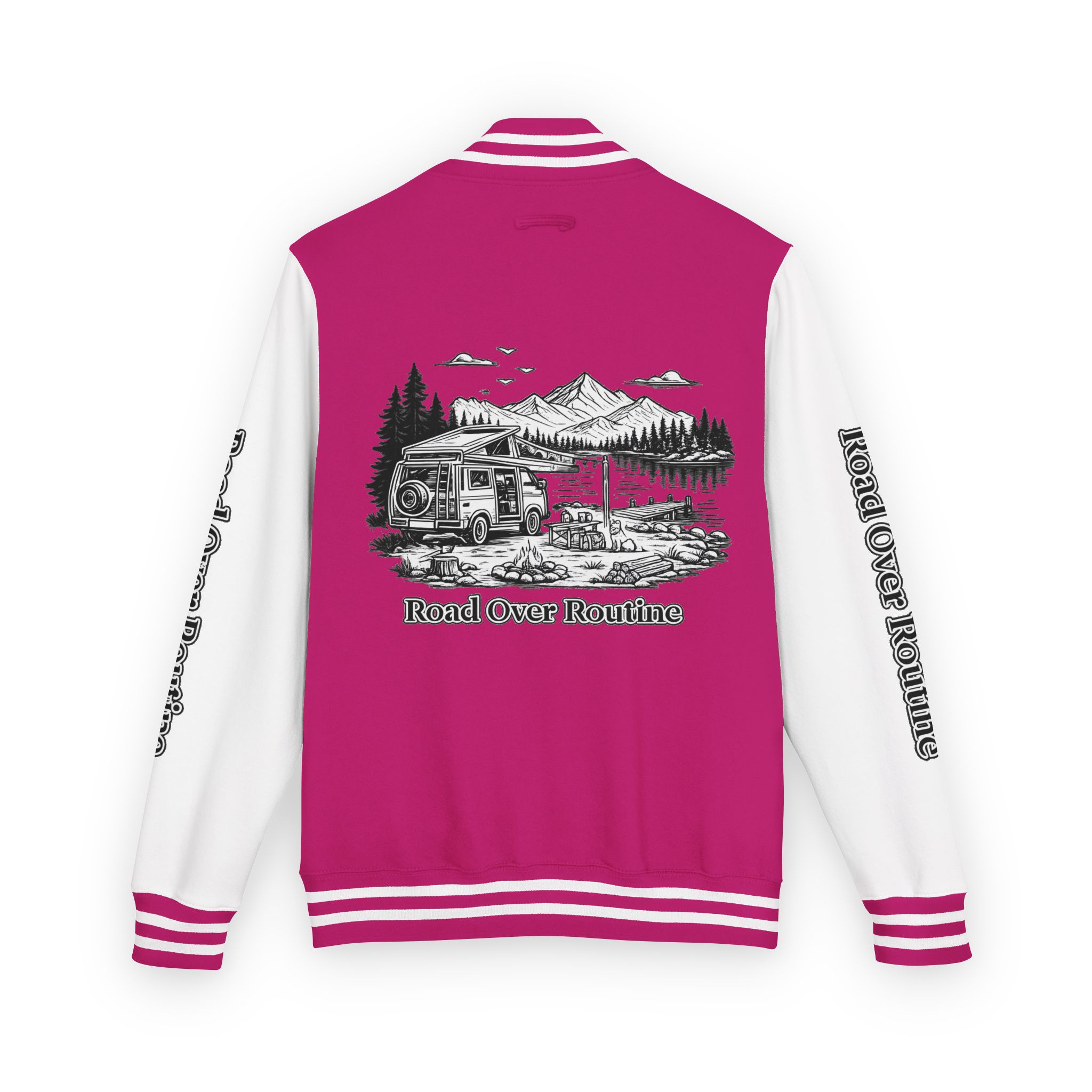 Unisex Heavyweight Letterman Jacket — "Road Over Routine" Travel Varsity Coat