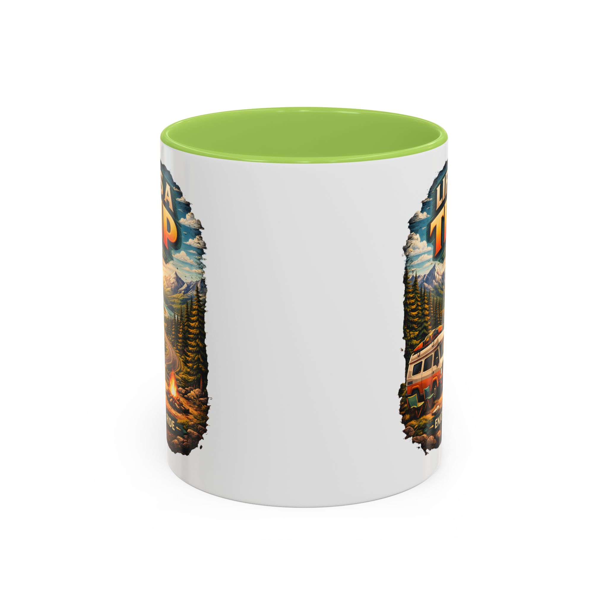 Accent Coffee Mug (11, 15oz) — "Life s A Trip" Design Scenic-Line