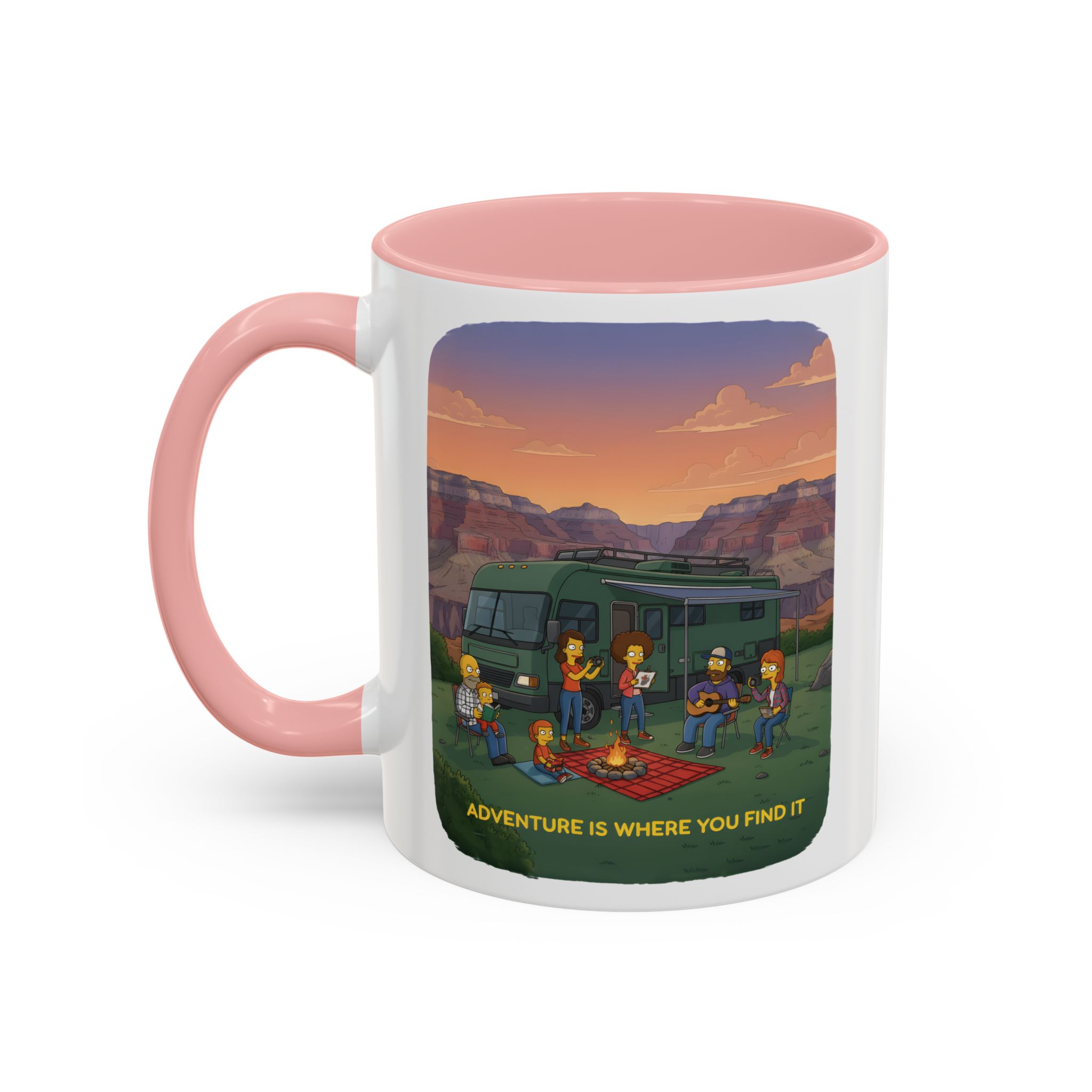 Accent Coffee Mug (11, 15oz) — "Adventure Is Where You Find It" Design Sitcom-Line