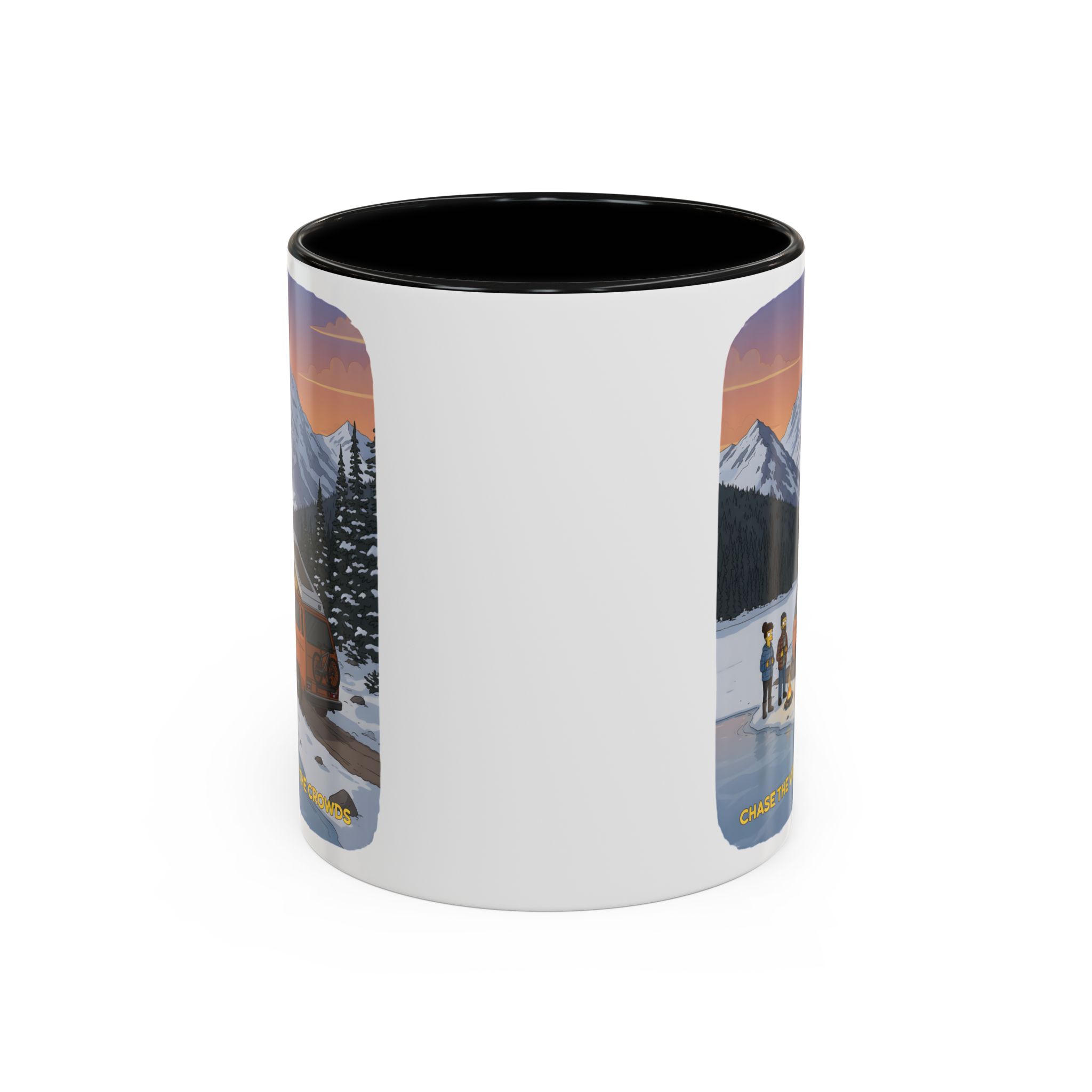 Accent Coffee Mug (11, 15oz) — "Chase The Views-Not The Crowds"" Design Sitcom-Line