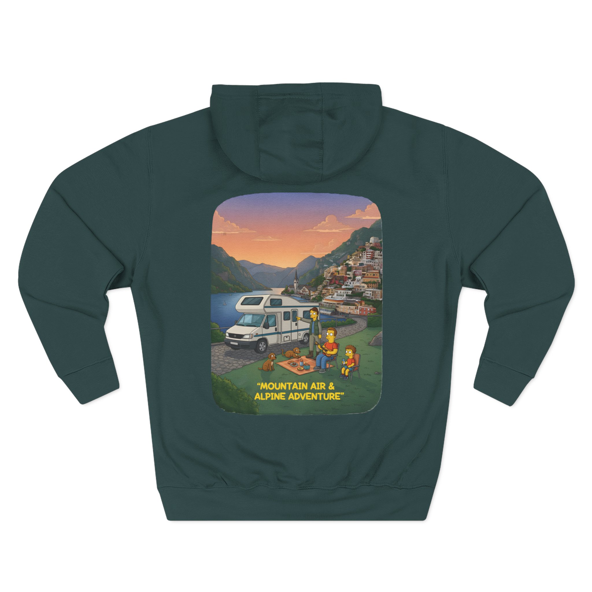 Three-Panel Fleece Hoodie - "Mountain Air-Alpine Adventure" Design Sitcom-Line