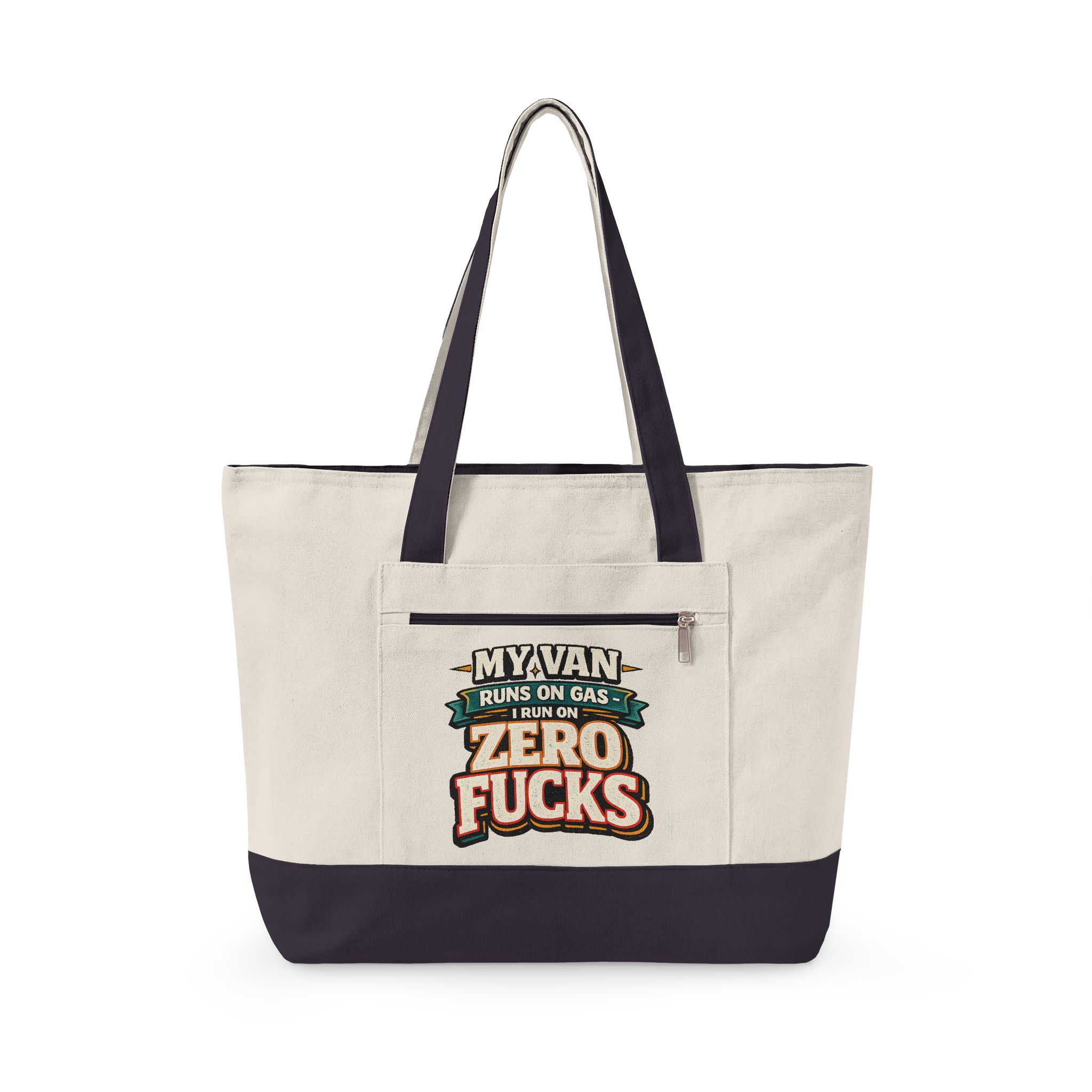 Zippered Canvas Tote — "My Van Runs On Gas" (Design F**K-Line)