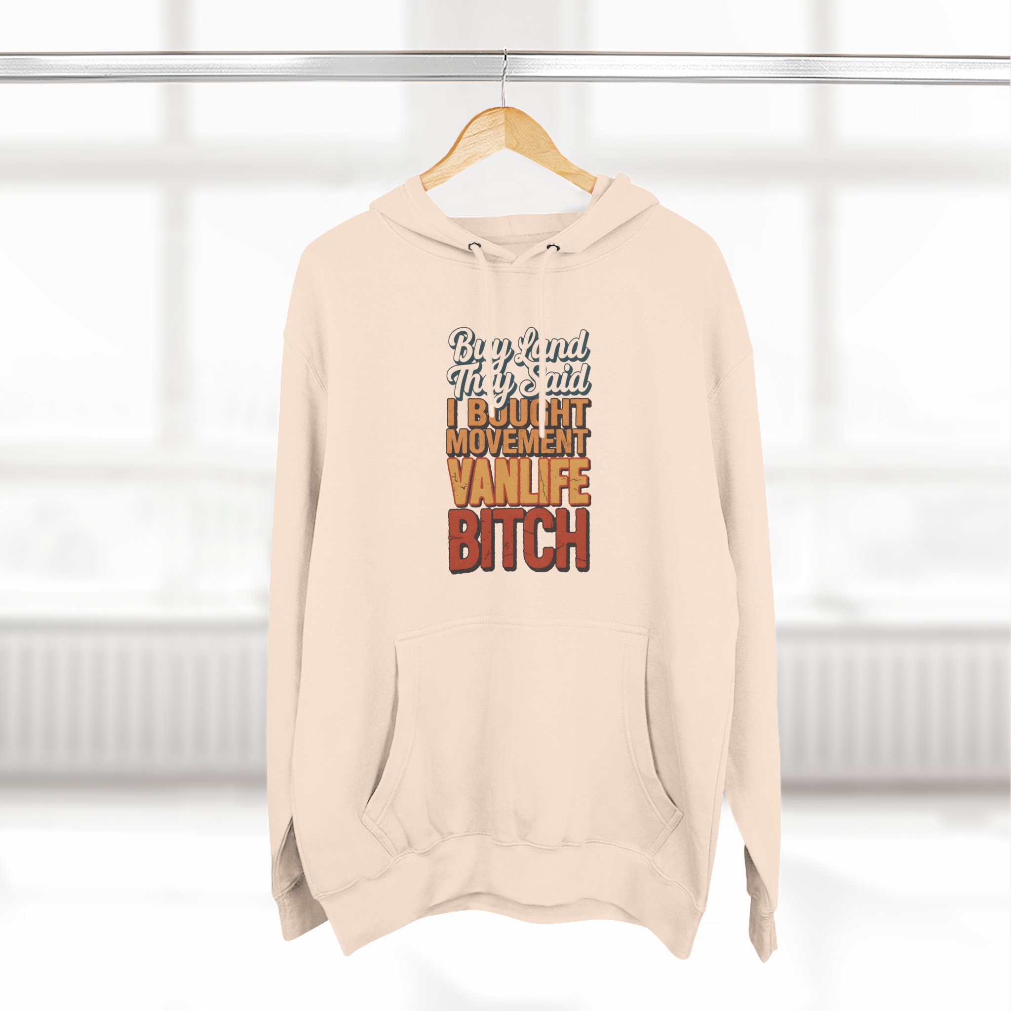 6842109989658312850_2048.jpeg Three-Panel Fleece Hoodie - "Buy Land They Said" Design F**K-Line