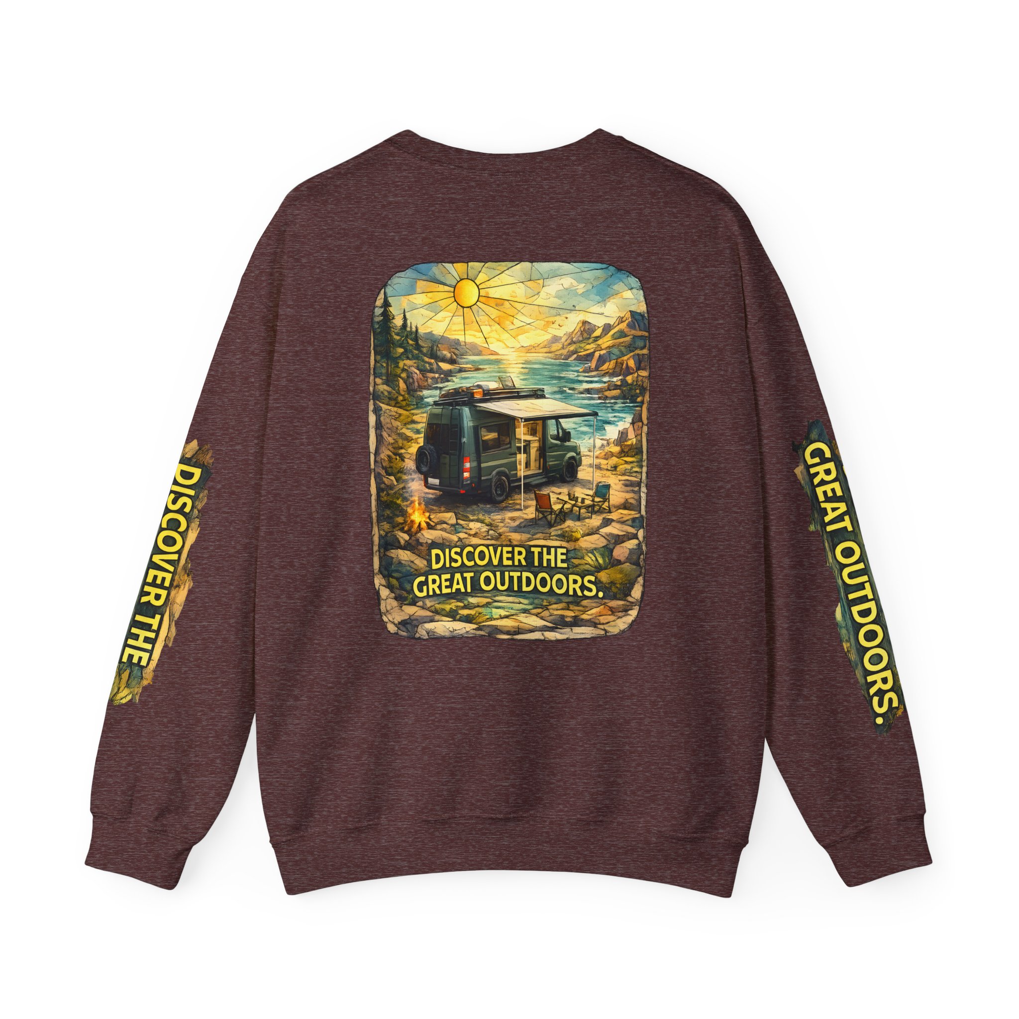Unisex Heavy Blend™ Crewneck Sweatshirt — "Discover The Great Outdoors" Design Cubic-Line