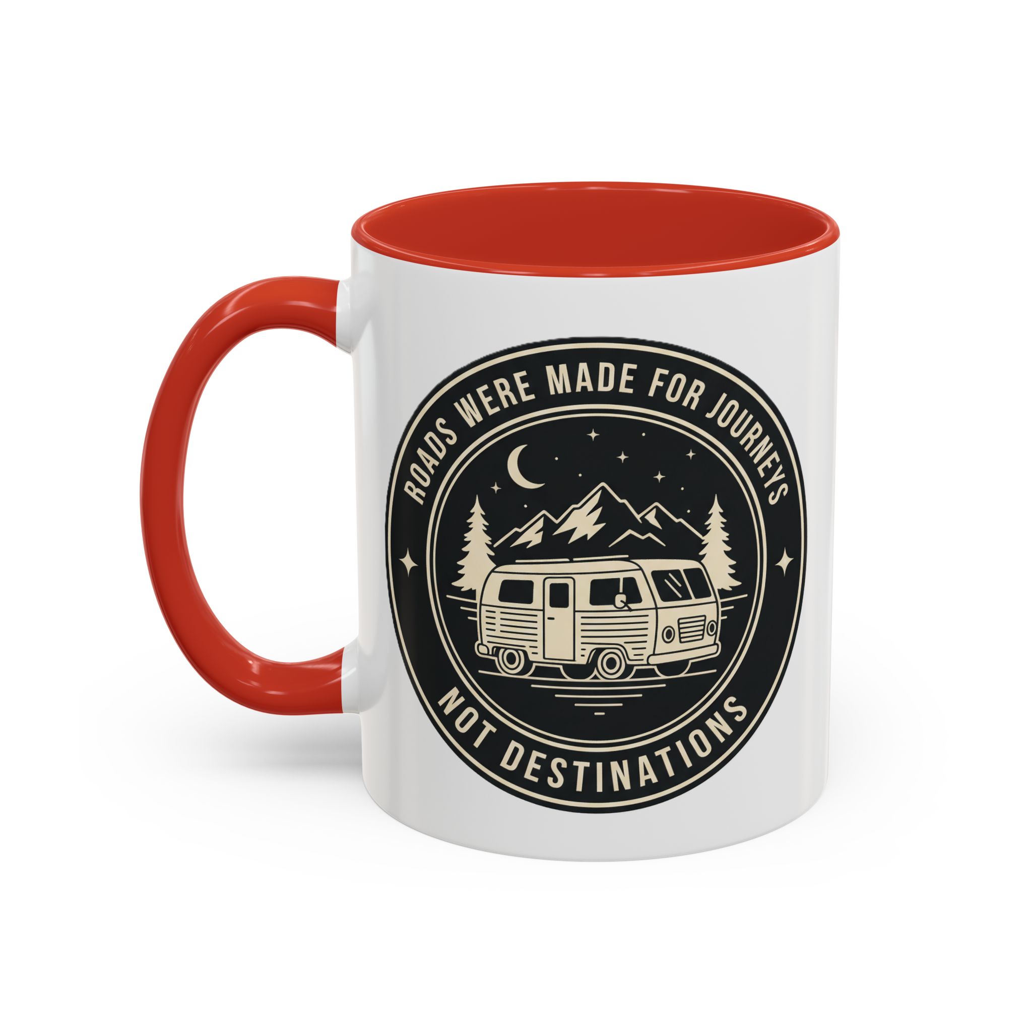 Coffee Mug — 'ROAD WHERE MADE FOR JOURNEYS-NOT DESTINATIONS'  (11/15oz) (Both sides printed)