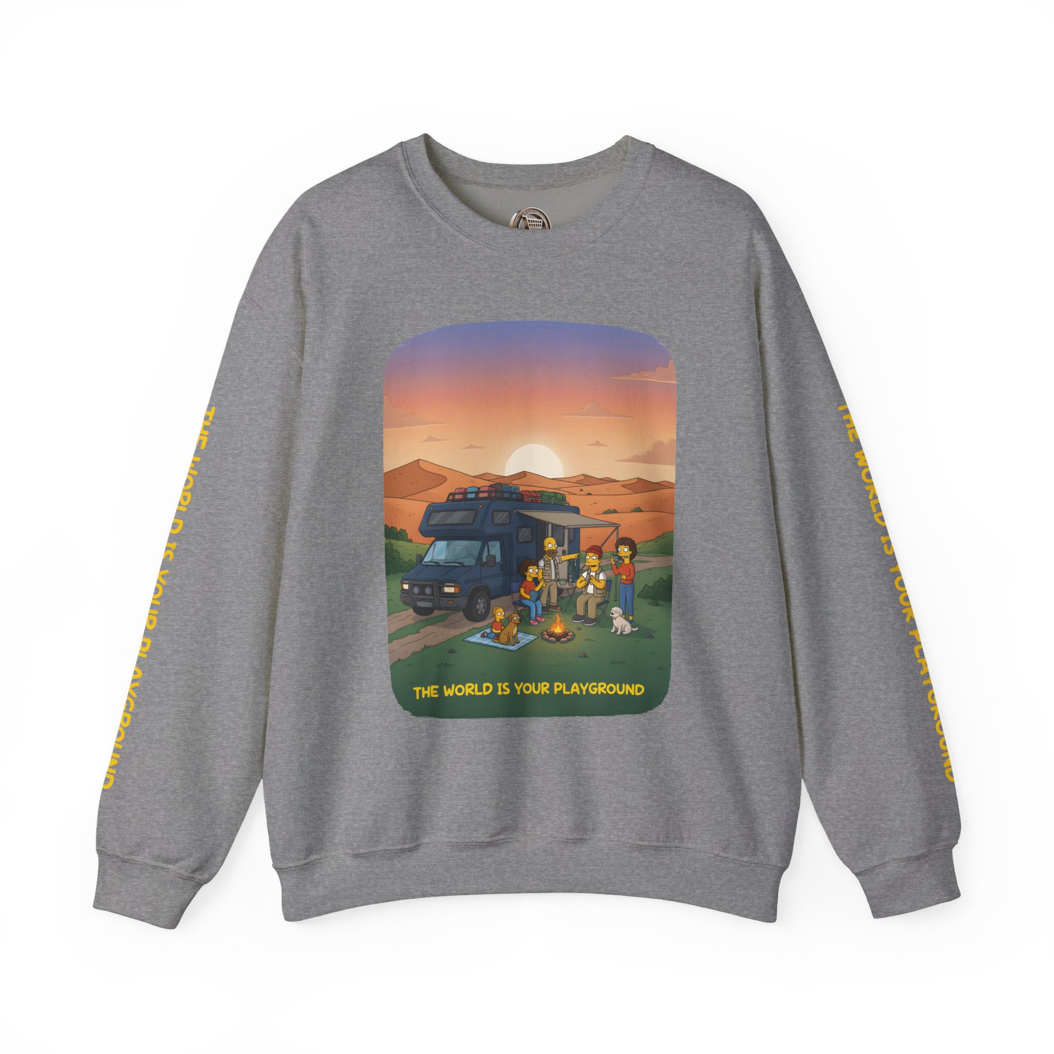 Unisex Heavy Blend™ Crewneck Sweatshirt — "The World Is Your playground" Design Sitcom-Line