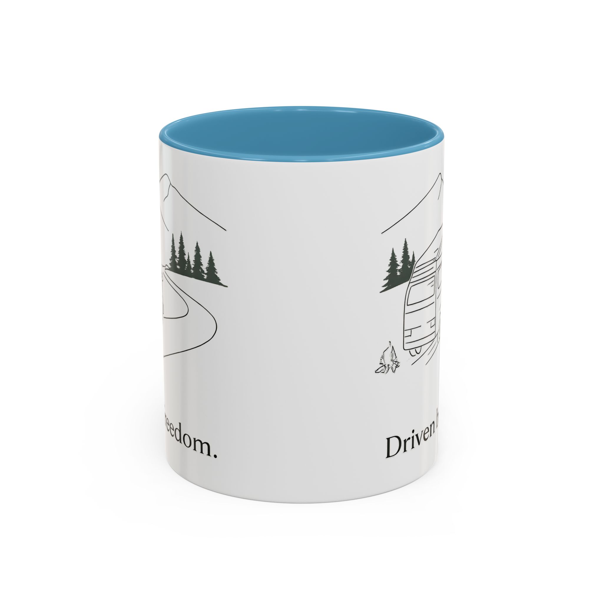 Accent Coffee Mug (11, 15oz) — "Driven By Freedom" Design Minimal-Line