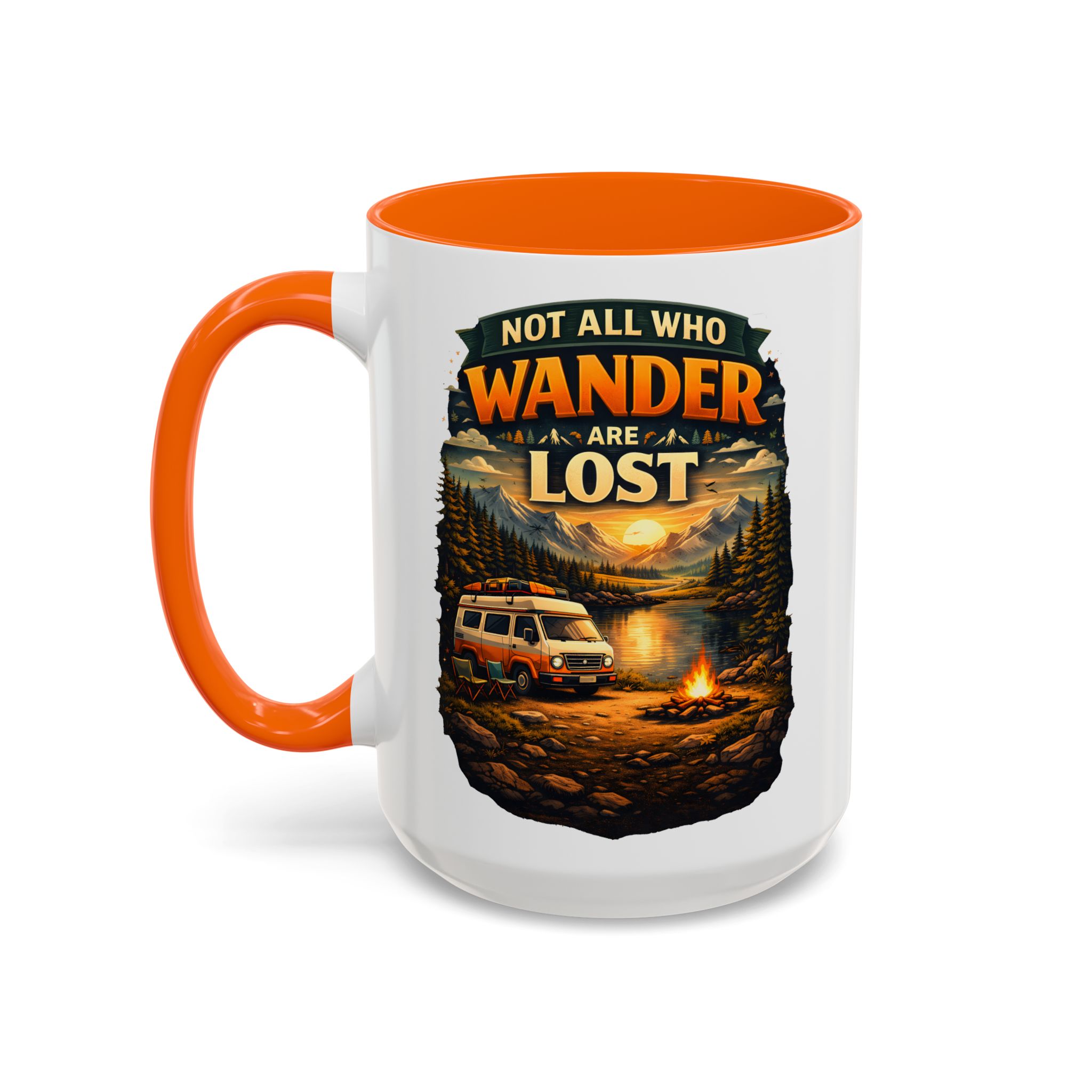 Accent Coffee Mug (11, 15oz) — "Not All Who Wander Are Lost" Design Scenic-Line
