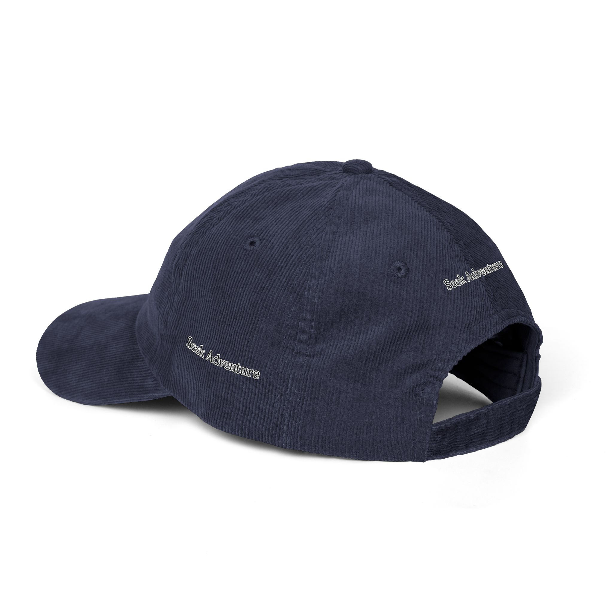 Vintage Corduroy Cap (Embroidery) — "Seek Adventure" Embroidered Hat