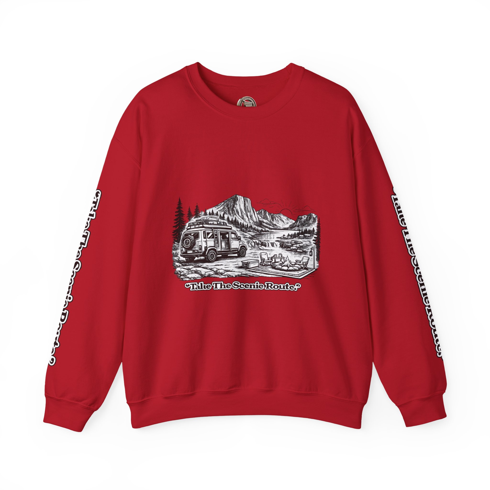 6856335089174565760_2048.jpeg Unisex Heavy Blend™ Crewneck Sweatshirt — "Take The Scenic Route" Design Minimal-Line