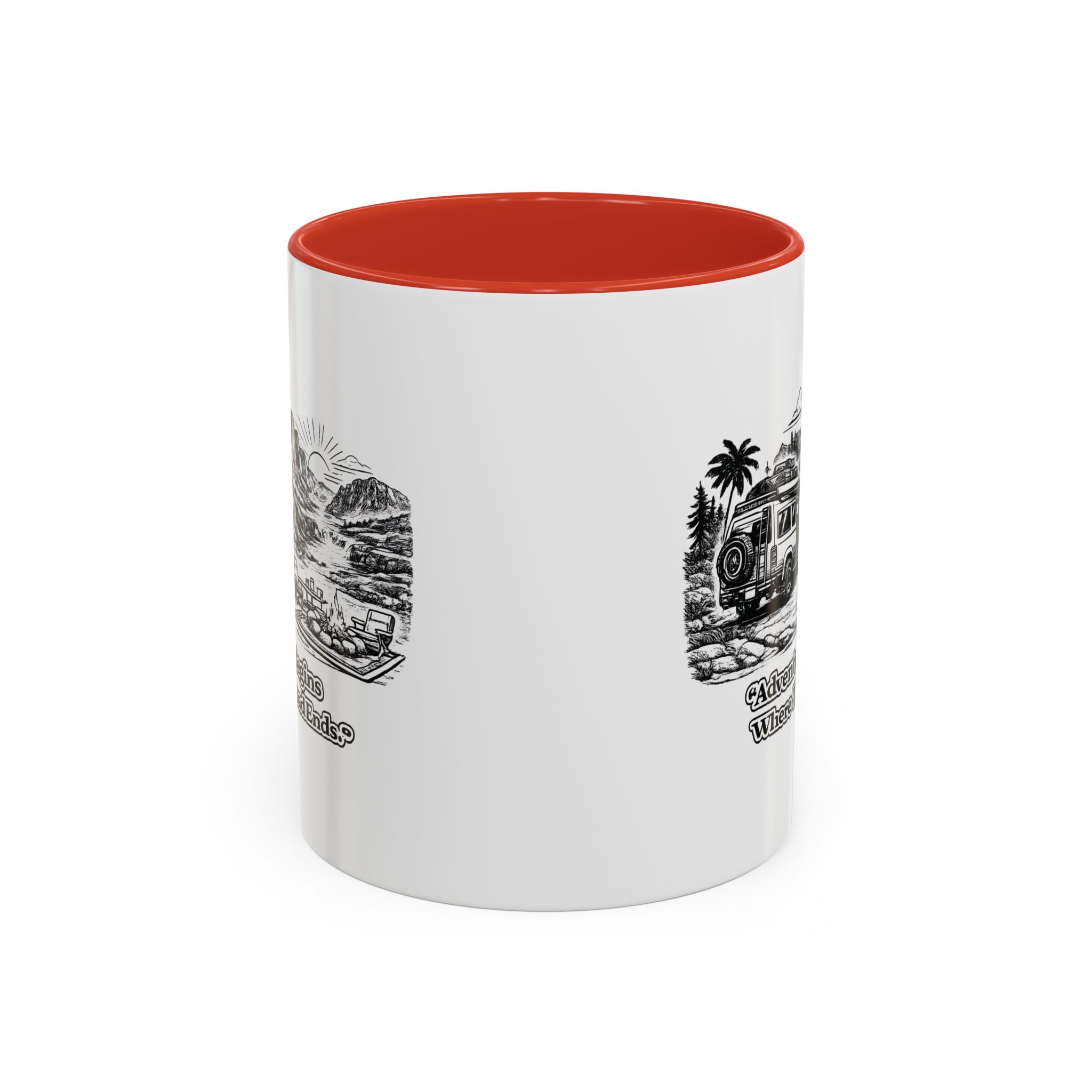 6863937550115284164_2048.jpeg Accent Coffee Mug (11, 15oz) — "Adventure Begins Where The Road Ends" Design Minimal-Line