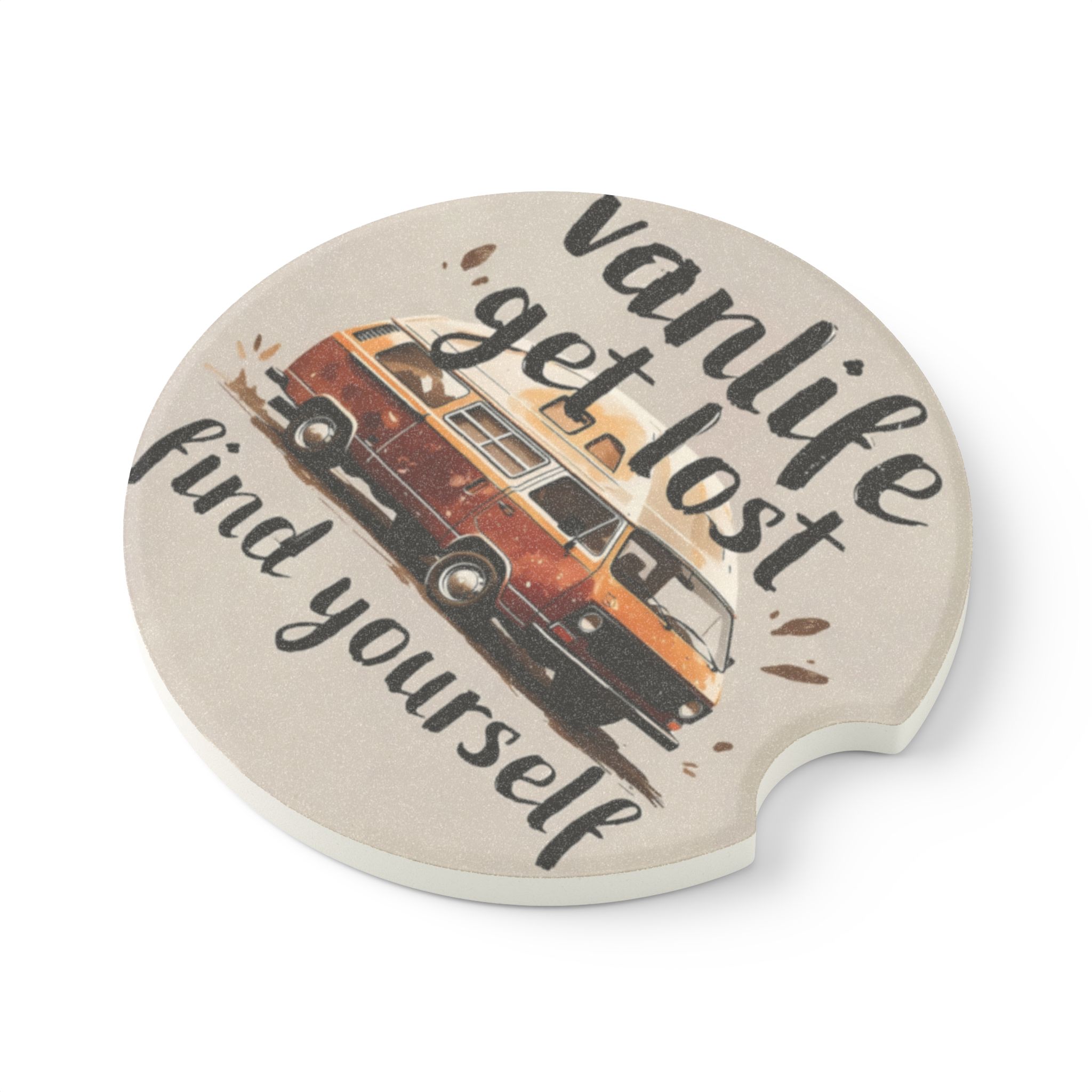 Soapstone Car Coaster – "Vanlife Get Lost"  Van Travel Coaster