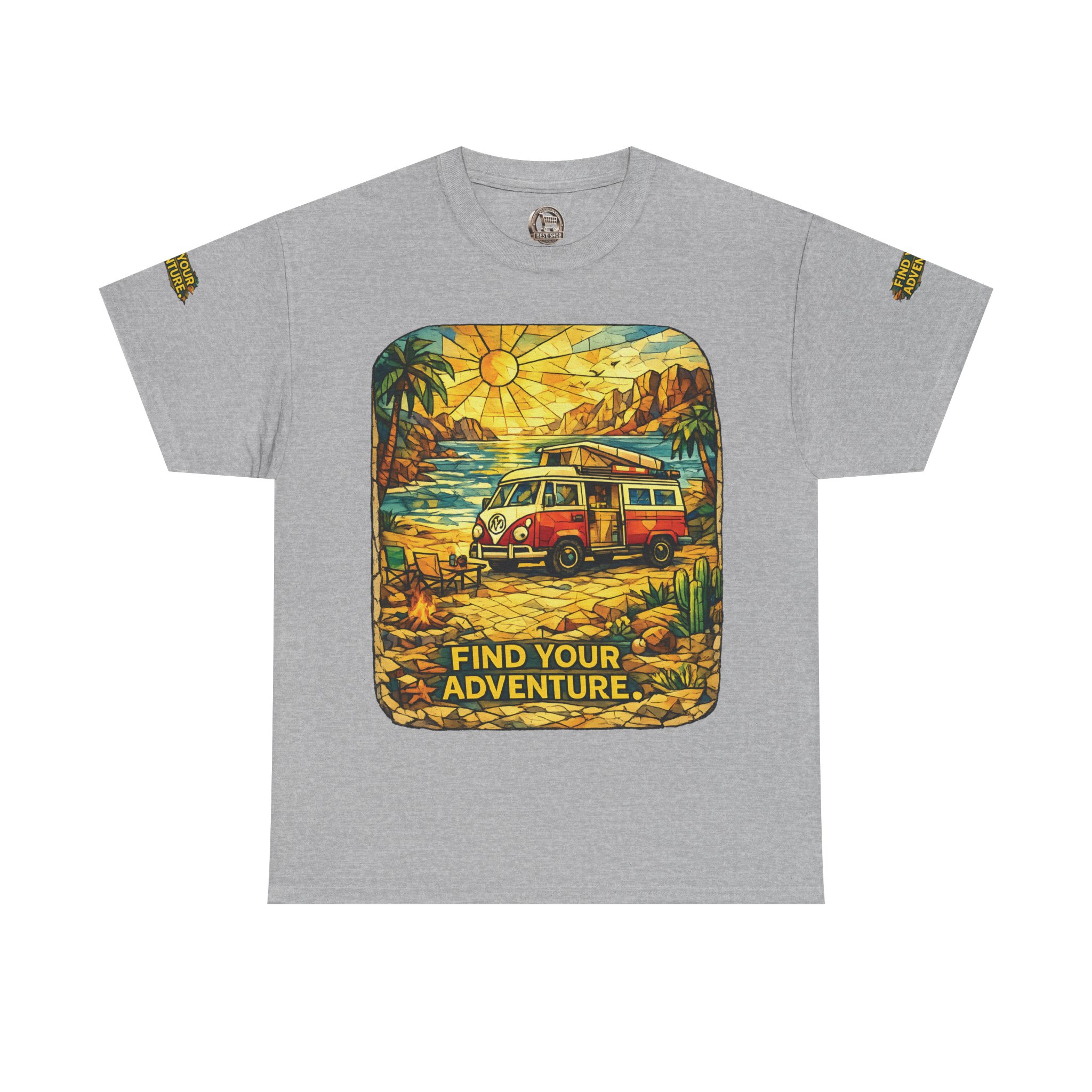 Unisex Heavy Cotton Tee — "Find Your Adventure" Design Cubic-Line