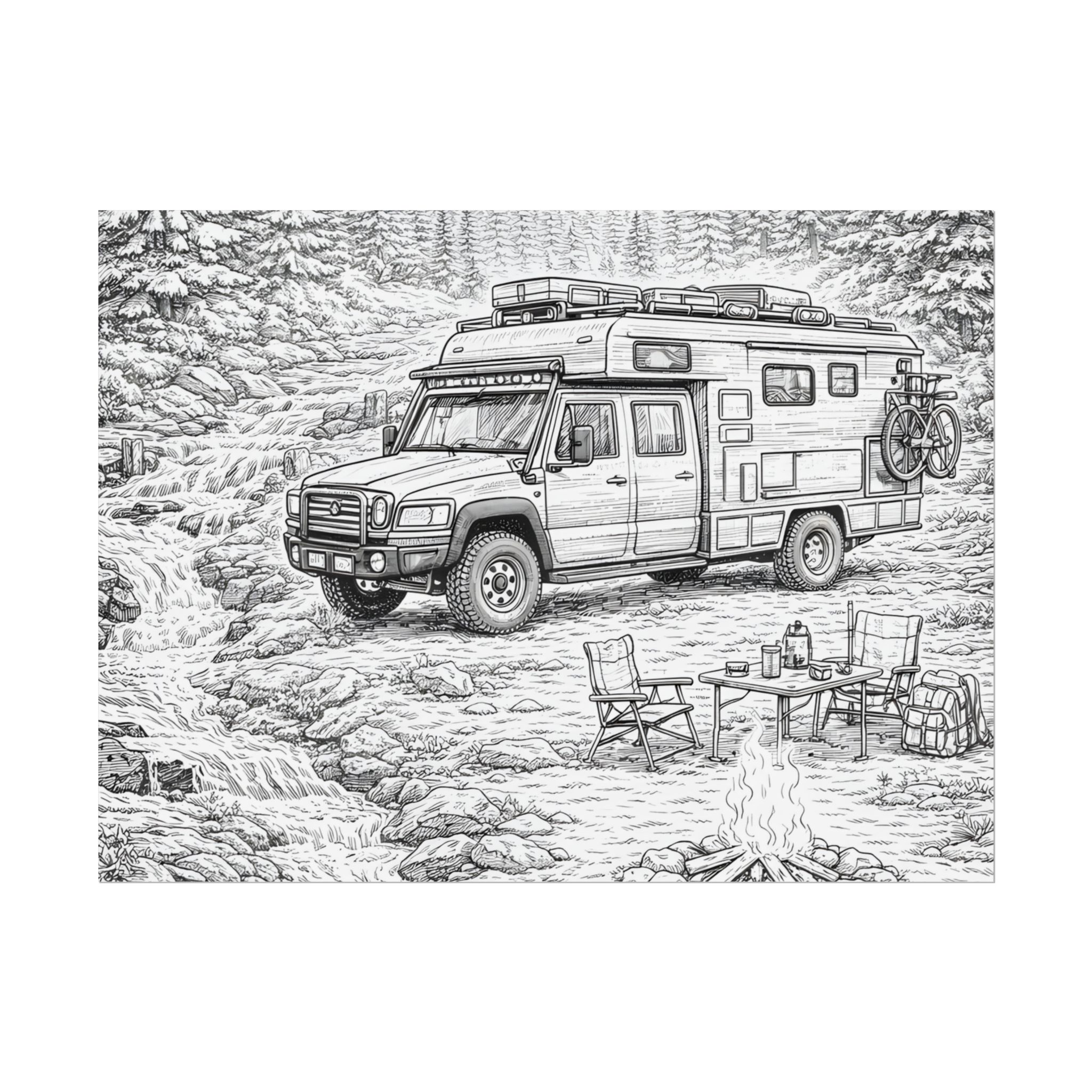 Campervan Poster — Vintage RV Camping Landscape Wall Art