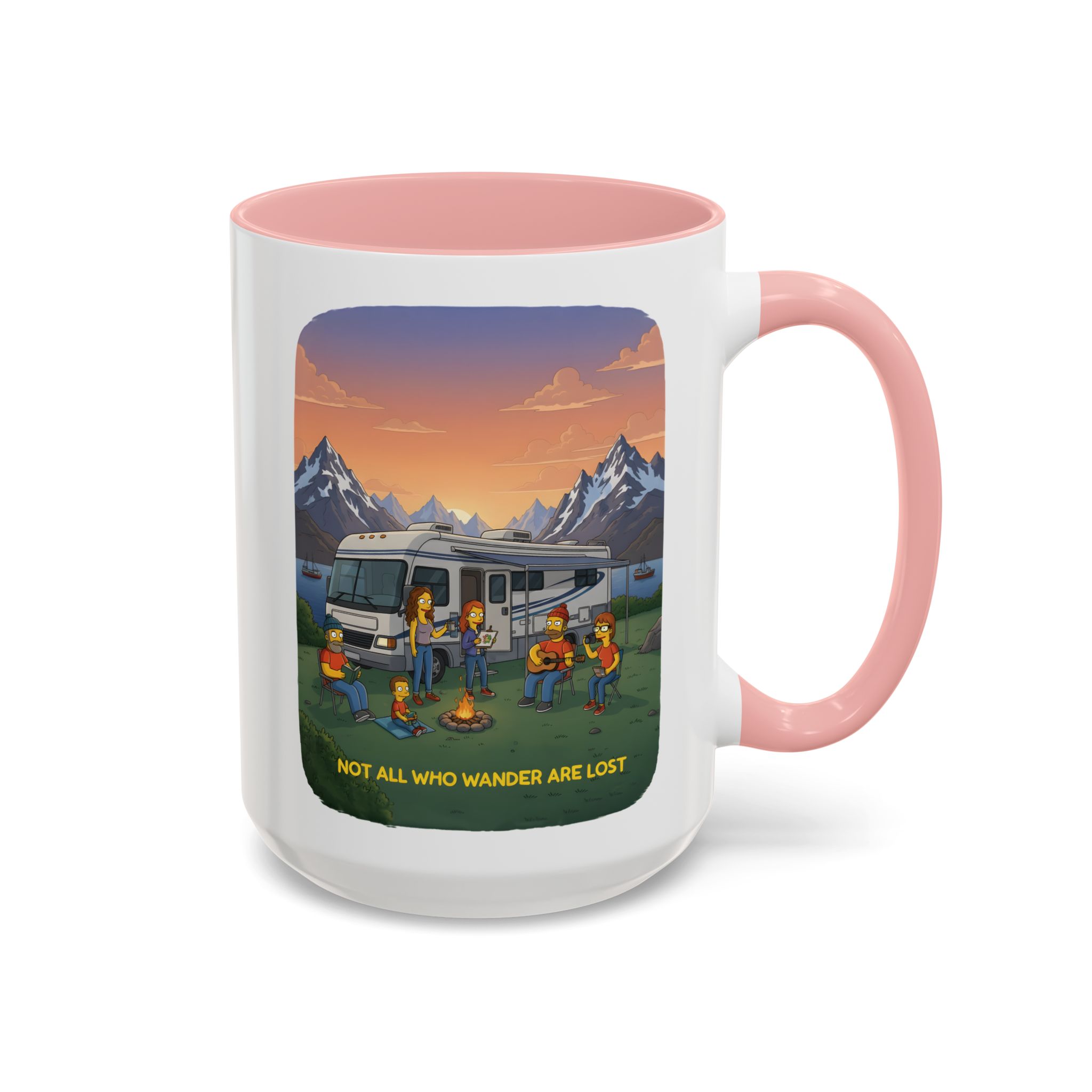Accent Coffee Mug (11, 15oz) — "Not All Who Wander Are Lost" Design Sitcom-Line