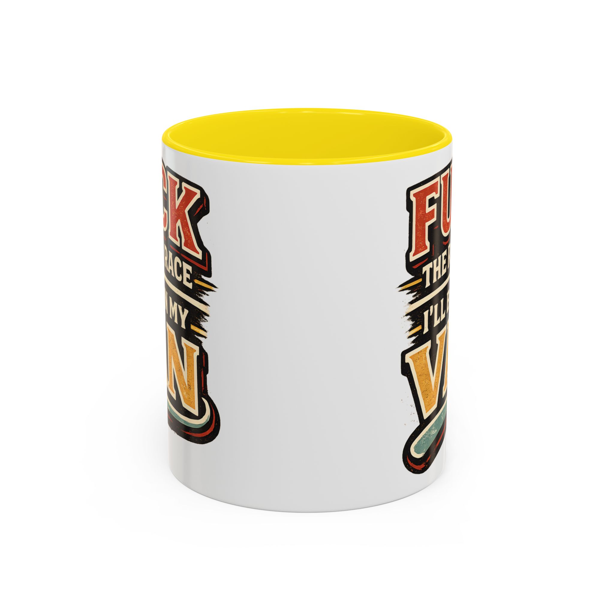 Accent Coffee Mug (11, 15oz) — "Fuck The Rat Race" Design F**K-Line