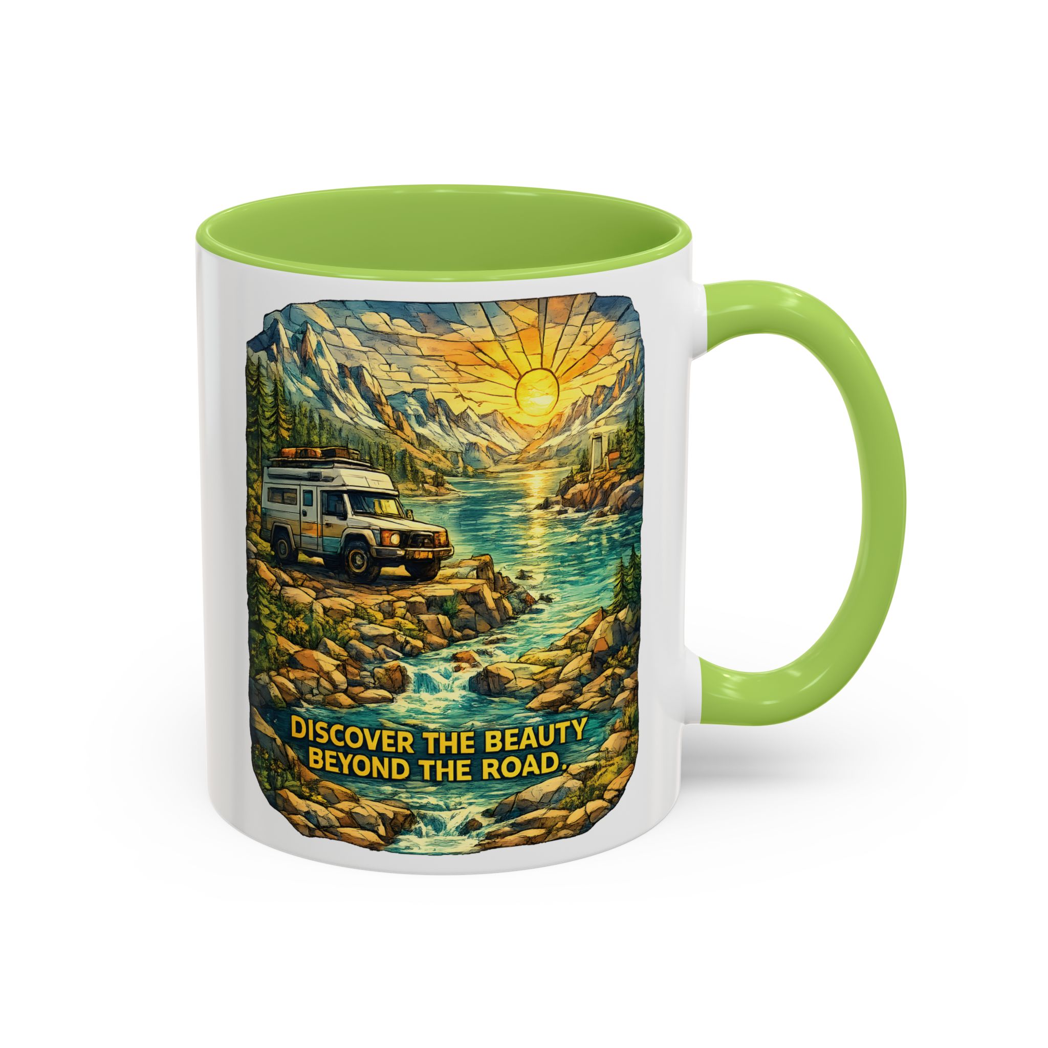 6873123905079464576_2048.jpeg Accent Coffee Mug (11, 15oz) — "Discover The Bieuty Beyond The Road" Design Cubic-Line