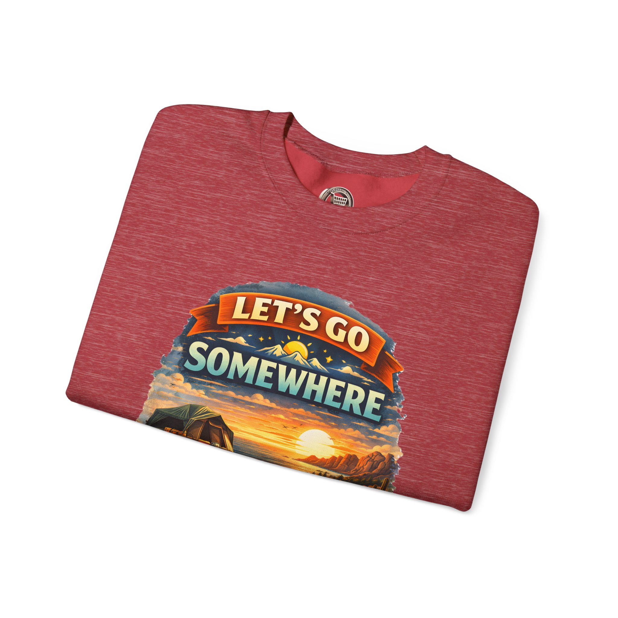 Unisex Heavy Blend™ Crewneck Sweatshirt — "Lets Go Somewhere" Design Scenic-Line