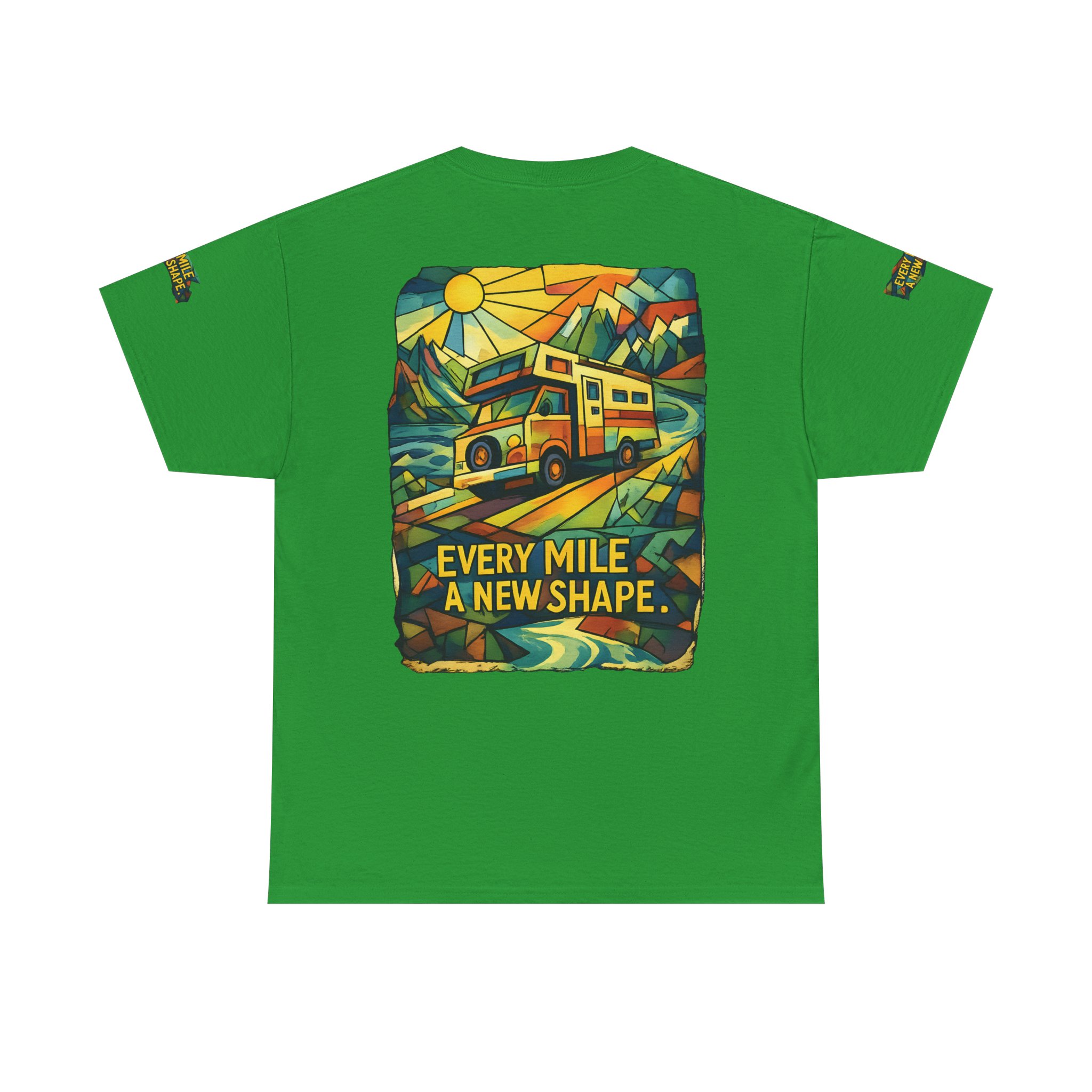 Unisex Heavy Cotton Tee — "Every Mile A New Shape" Design Cubic-Line