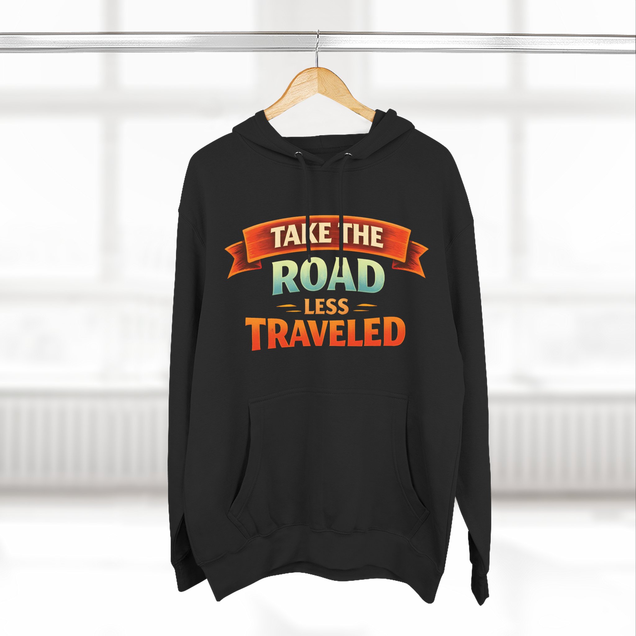 Three-Panel Fleece Hoodie - "Take The Road Less Traveled" Design Scenic-Line