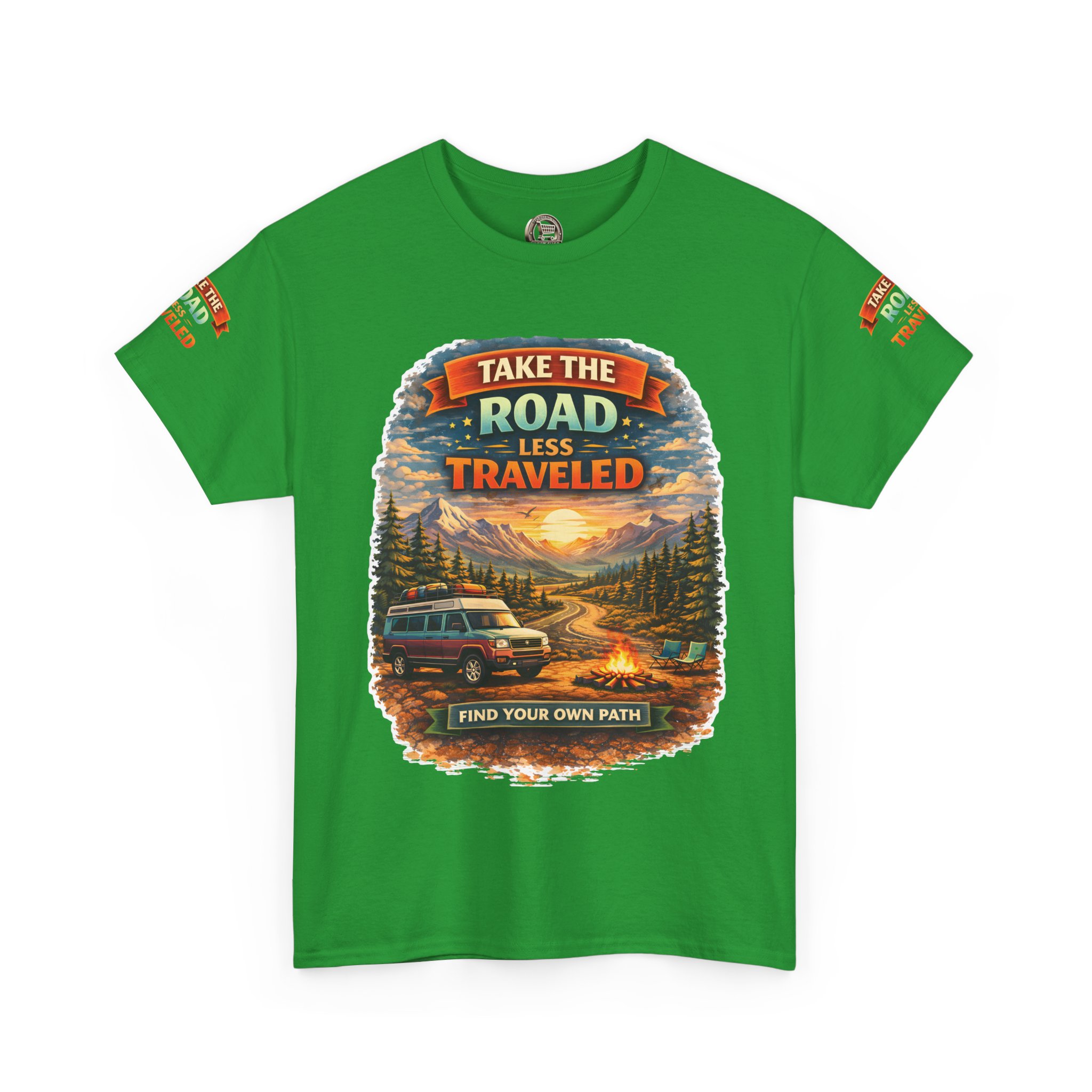 Unisex Heavy Cotton Tee — "Take The Road Less Traveled" Design Scenic-Line