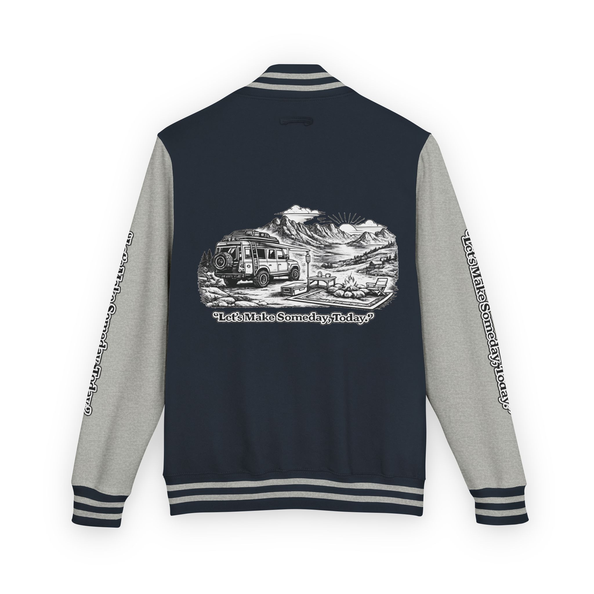 6886102313836367771_2048-1.jpeg Unisex Heavyweight Letterman Jacket — "Lets make Someday, Today?" Travel Varsity Coat