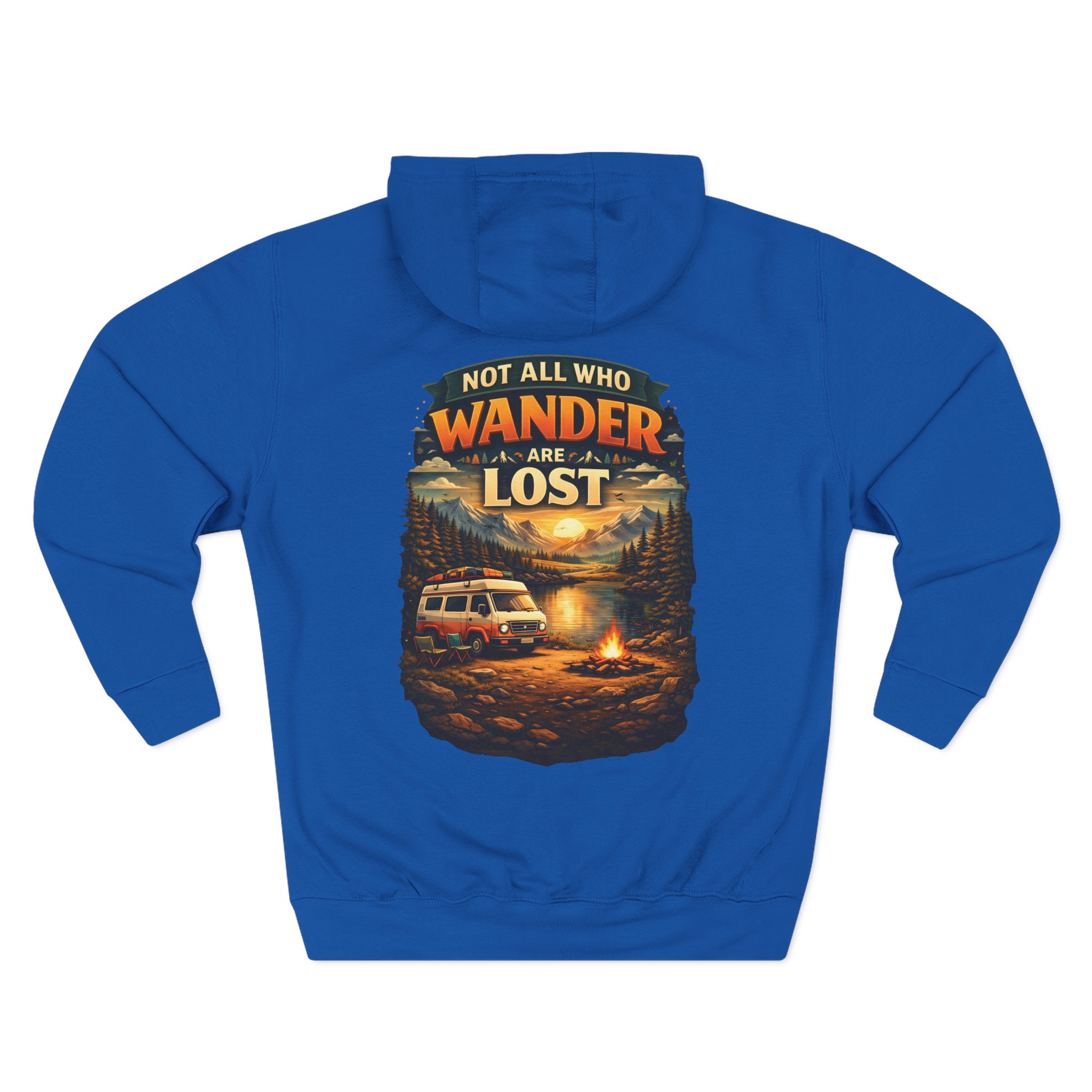 Three-Panel Fleece Hoodie - "Not All Who Wander Are Lost" Design Scenic-Line
