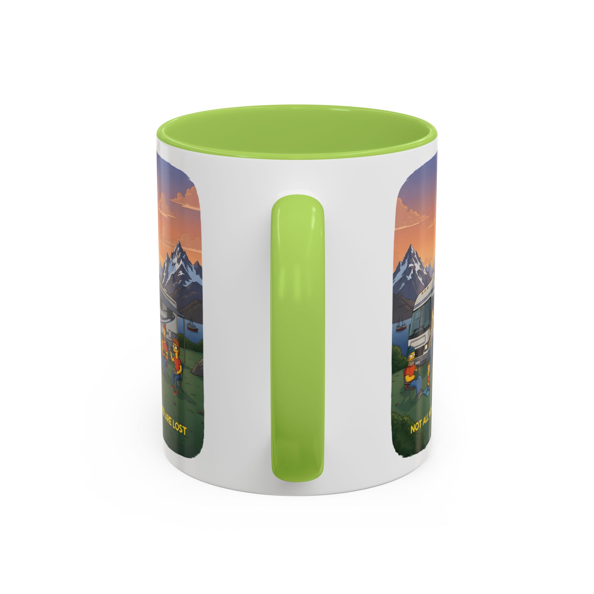 Accent Coffee Mug (11, 15oz) — "Not All Who Wander Are Lost" Design Sitcom-Line