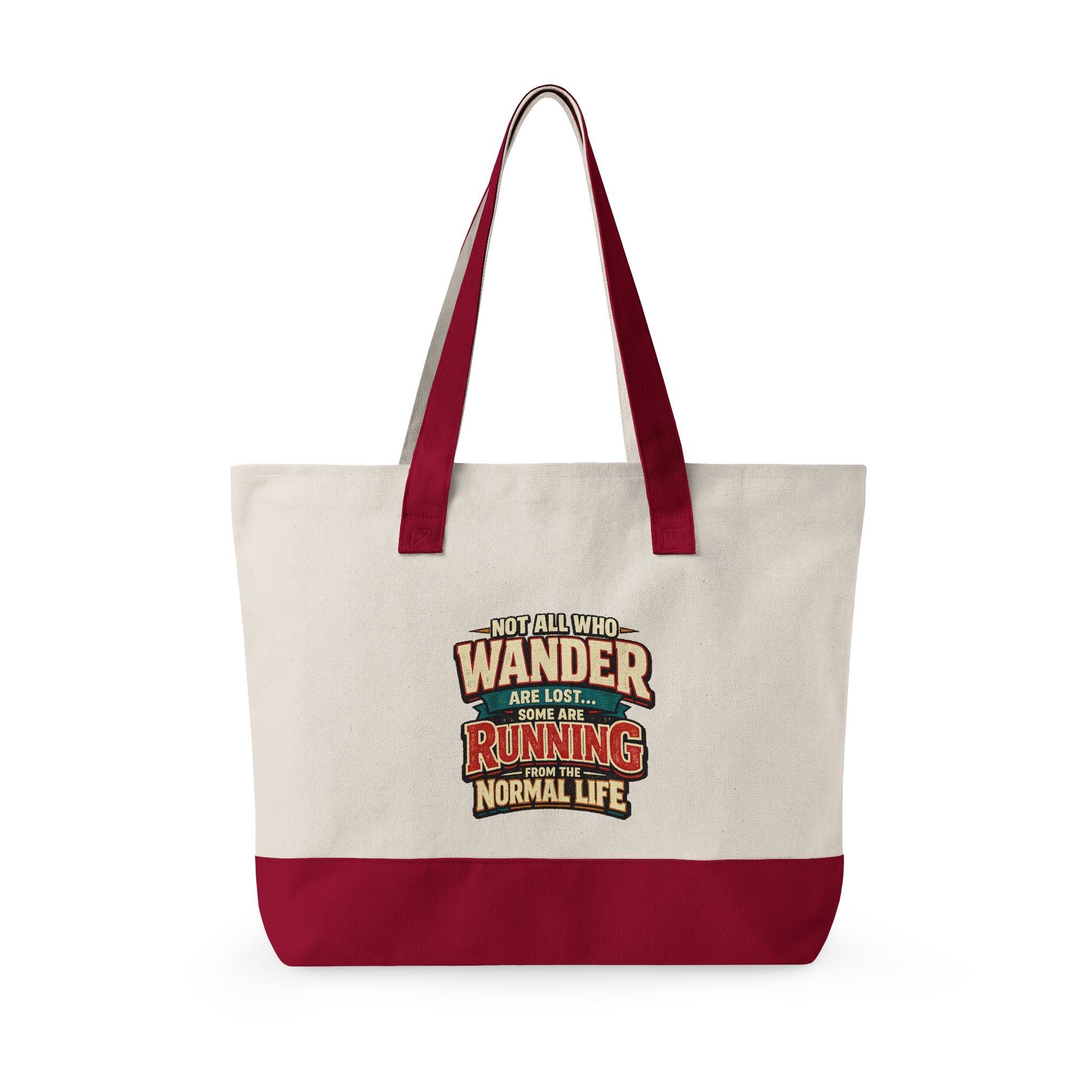 Zippered Canvas Tote — "Not All Who Wander" (Design F**K-Line)